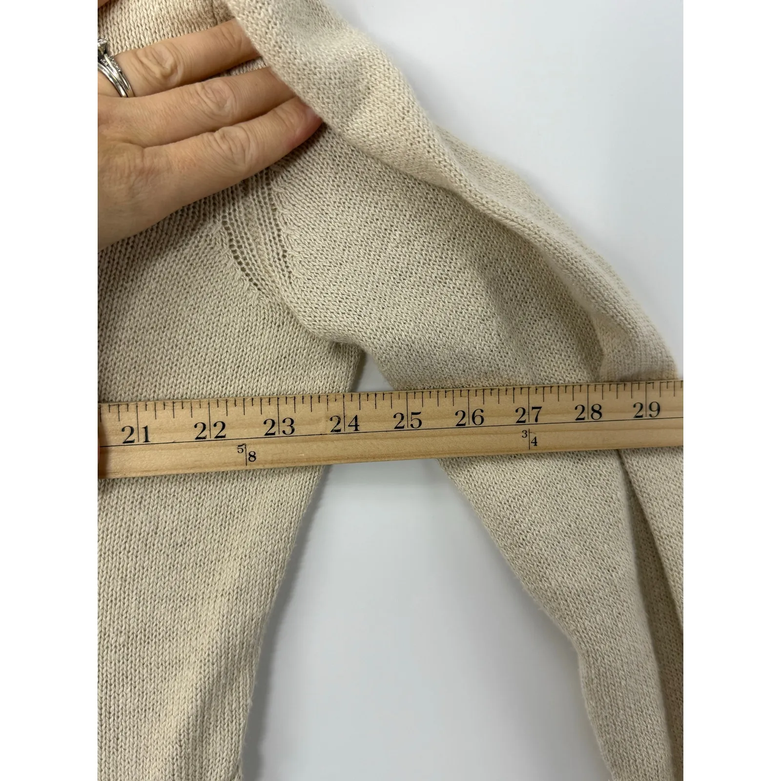 Sundance Linen Cotton Asymmetrical Cardigan Sweater Neutral Cream Size M - Image 6