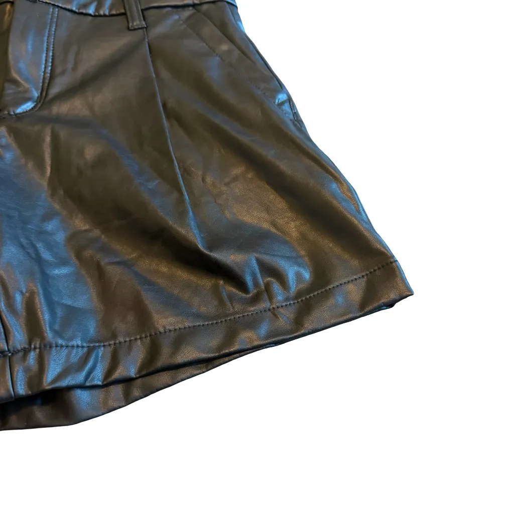 American Eagle Black Faux Vegan Leather Shorts High Waisted Size 2 Women's NWT - Image 4