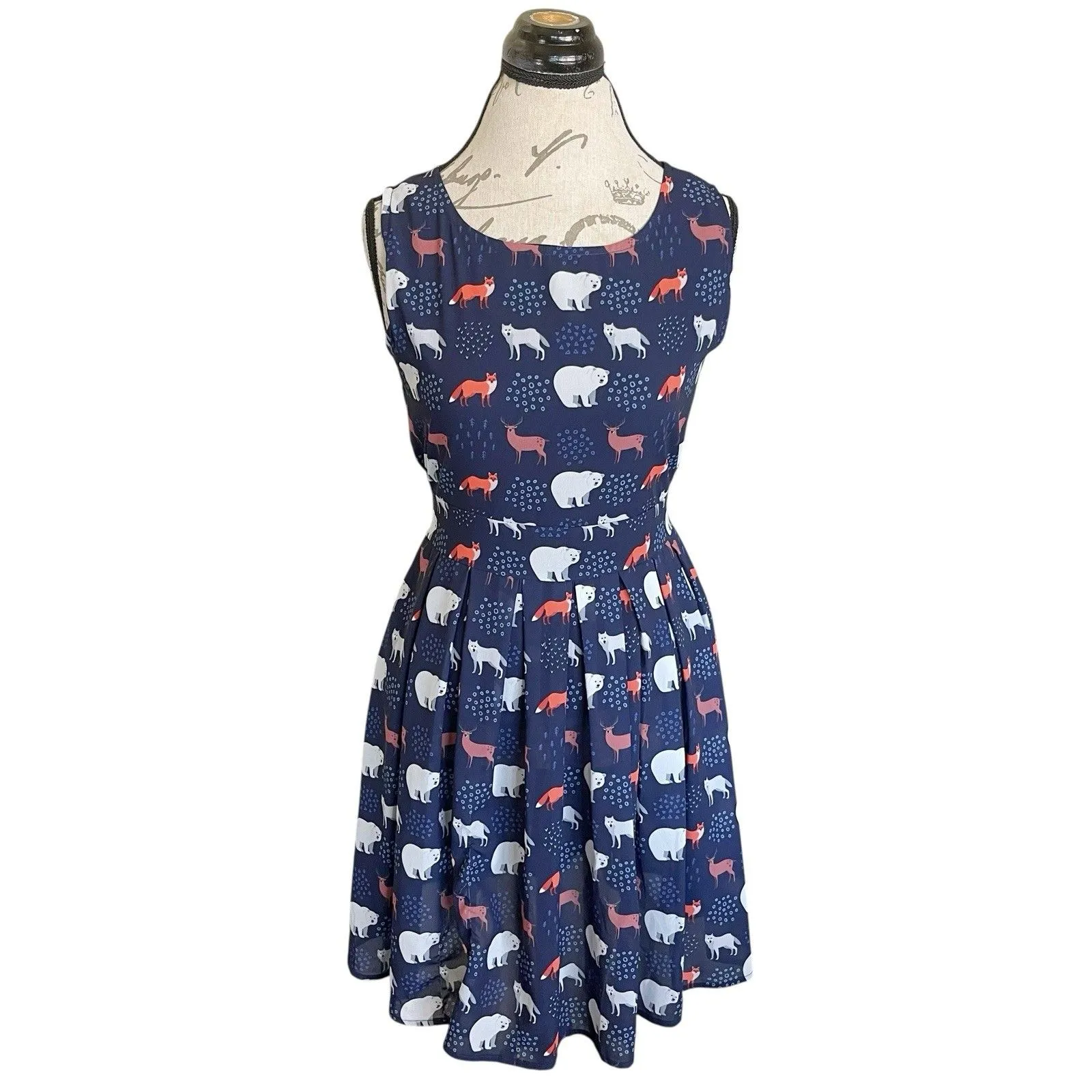 L.A. Soul Womens Dress Sz Small Animal Print Whimsical Quirky Nature Fall Autumn - Image 2