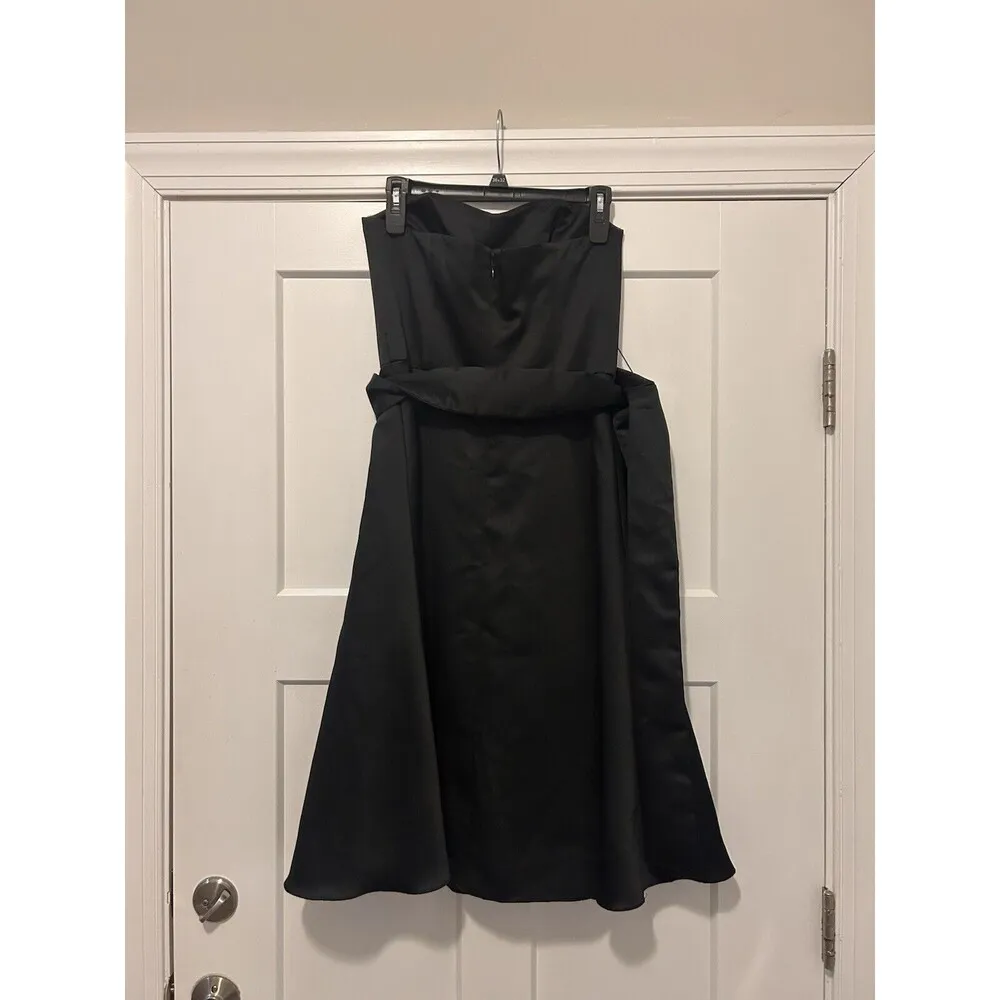 White House Black Market WHBM, Strapless Solid Black Cocktai A-Line Dress Size 4 - Image 5