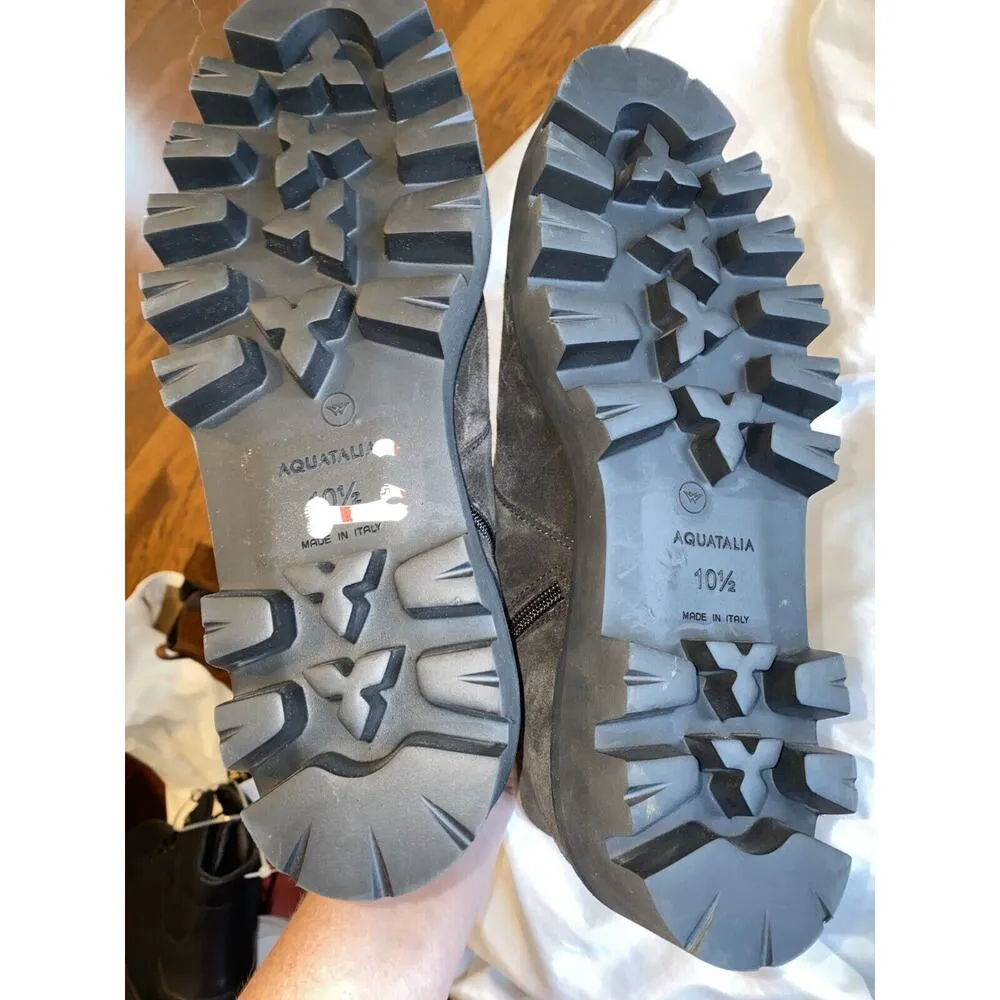 Aquatalia Angie Boots Women's 10.5 Gray Suede Cashmere Trim Side Zip Outdoor S47 - Image 7