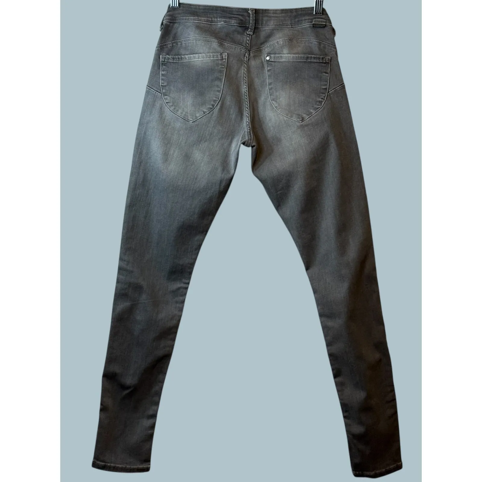 H&M Gray Wash Distressed Skinny Denim Jeans‎ Grunge Casual Pants Size 27W 30" # - Image 2