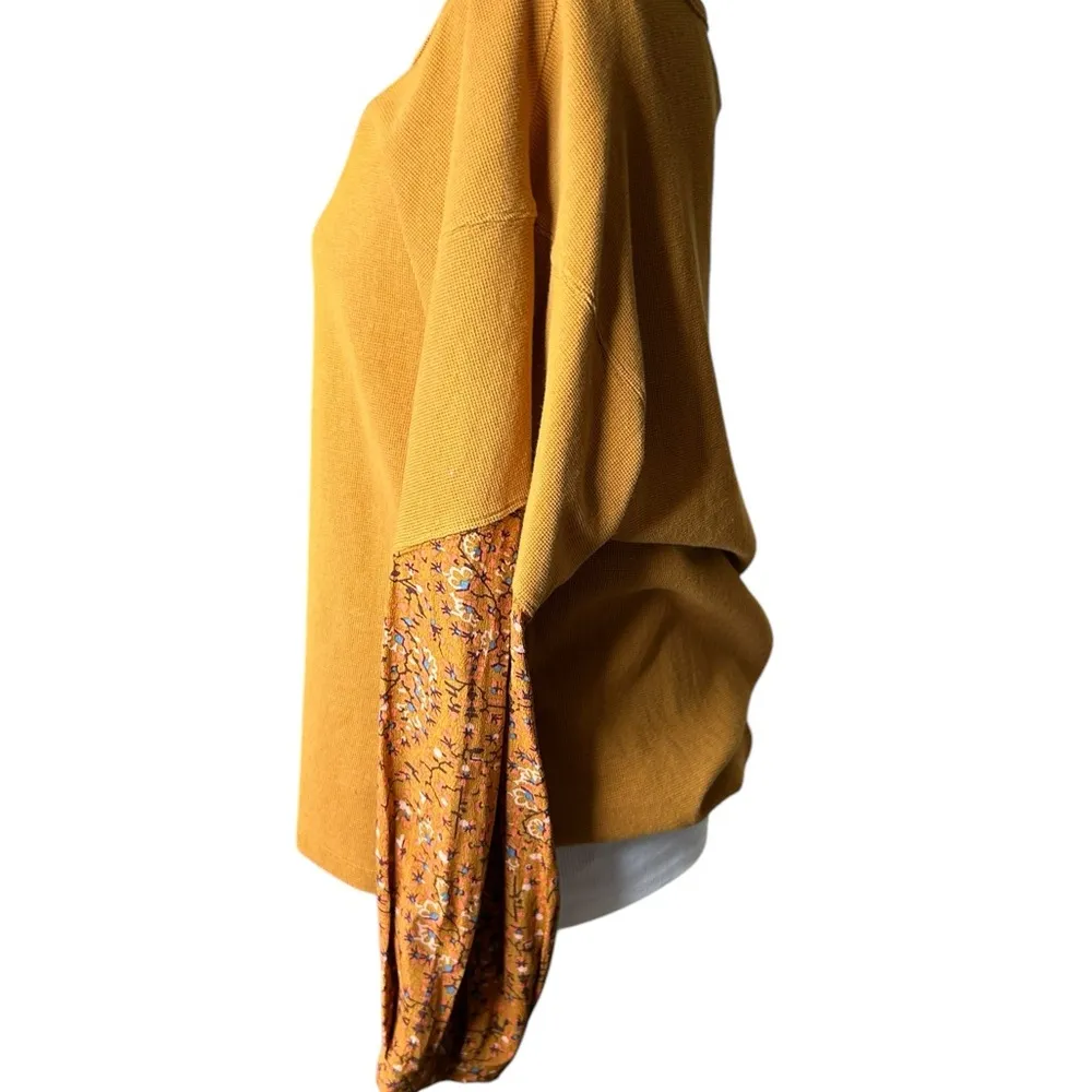 ANTHROPOLOGIE Annette Floral Print Sleeve Waffle Knit Top Size Small - Image 7