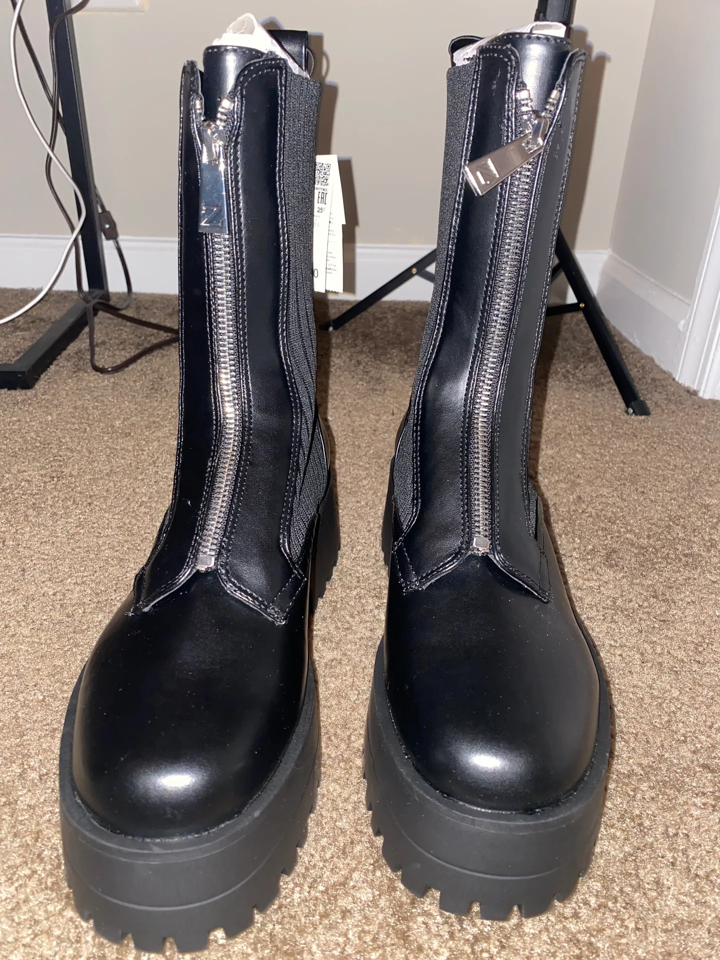 ZARA Leather Platform Combat Boot - Image 2