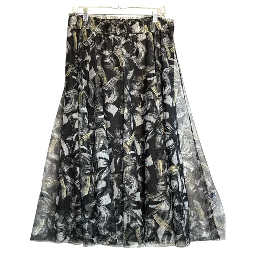 Cato Size L Cato Fashions Frosted Ruffled Mesh Skirt raw hem with liner - Image 2