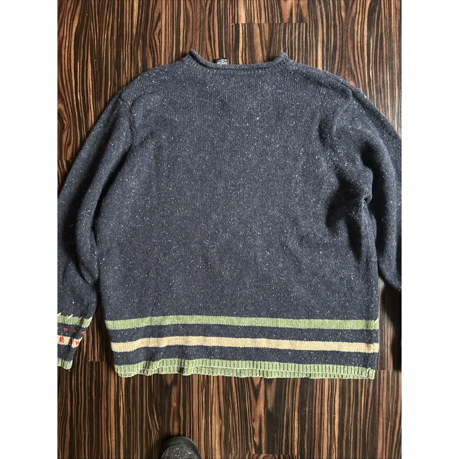 Vintage Ms.Lee Women’s Fall Sweater 2X Knit Blue Leaves with Buttons Grandma - Image 5