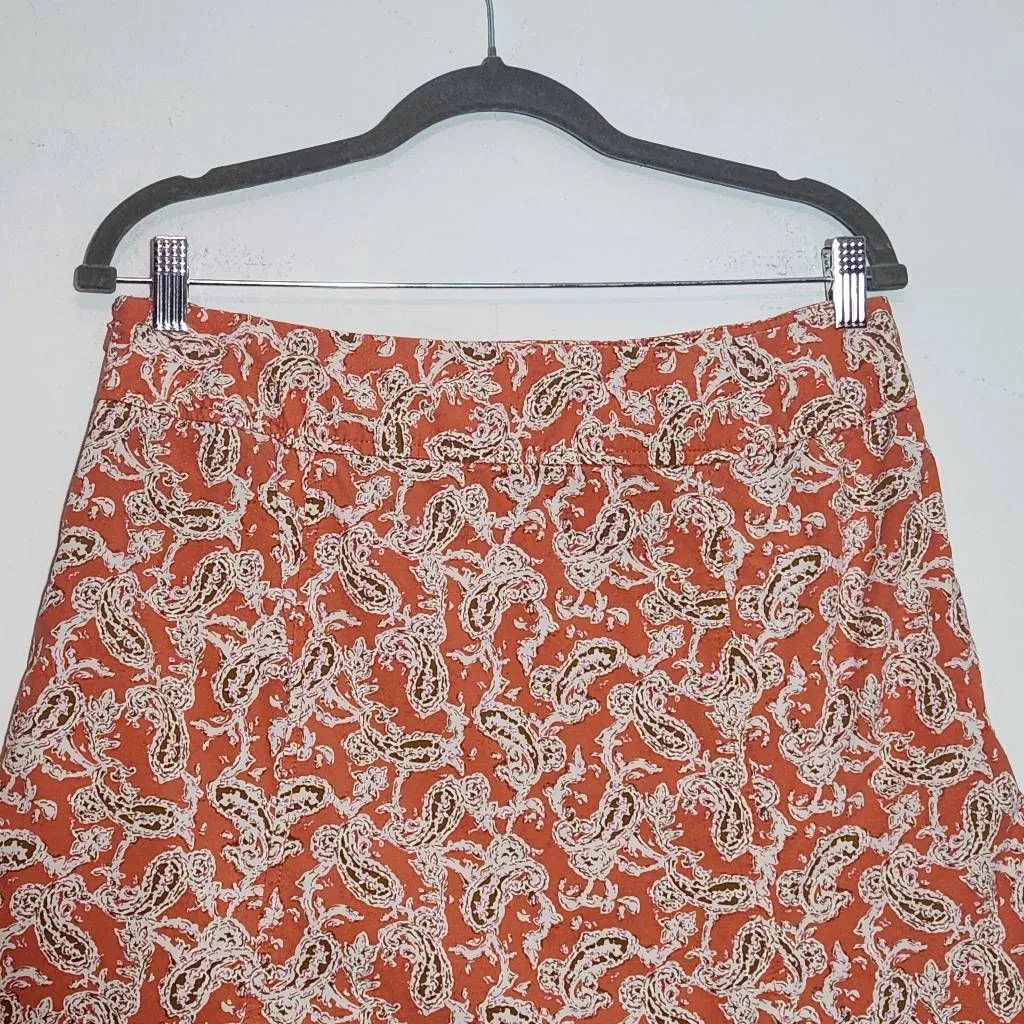 Eddie Bauer Coral Paisley Print A-Line Skirt Size 8 Petite Preppy Paisley Skirt - Image 5