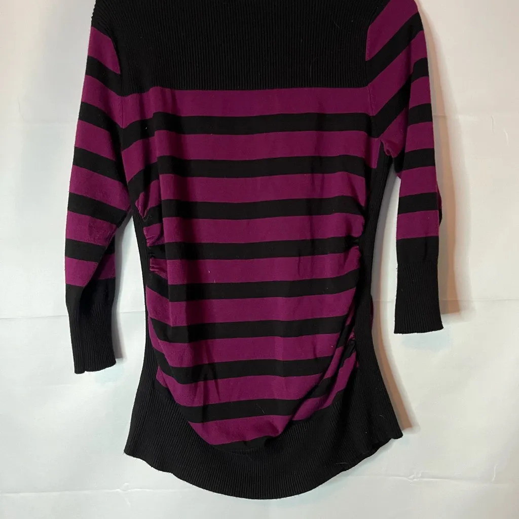 Maurices Striped Scoop Neck Sweater in Burgundy and Black - Image 2