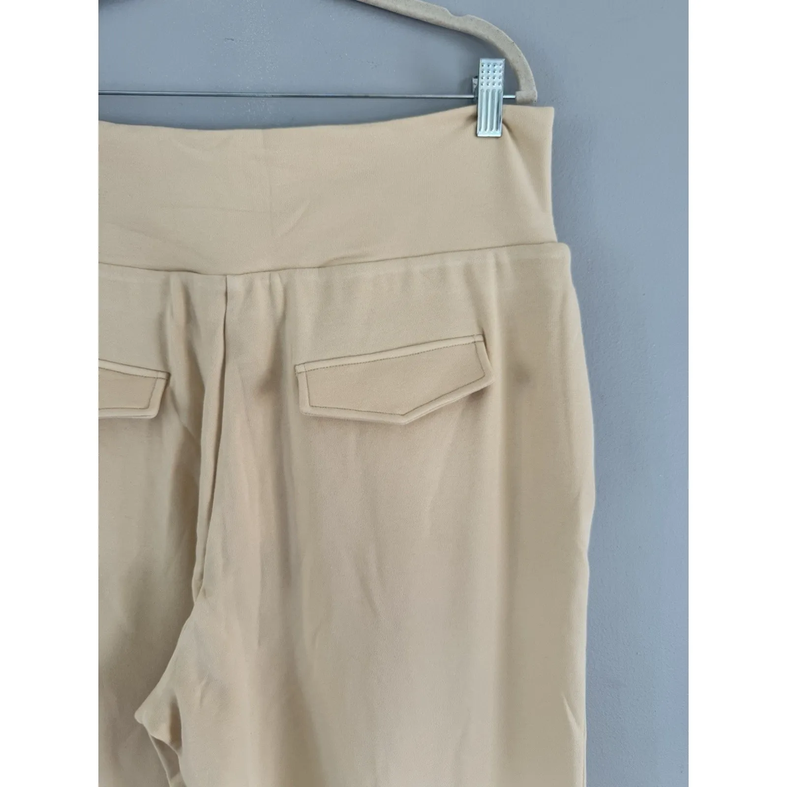 NWT OGL Tummy Warmer Pin Tuck Pants Beige Wide Leg Women’s Size XL - Image 4