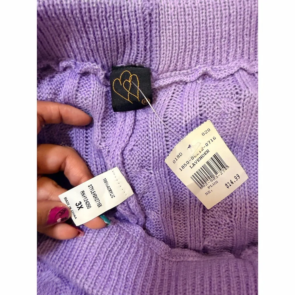 Sadie & Sage Sweater Shorts Womens 3XL Purple Cable Knit High Rise Pull On Size 3X - Image 2