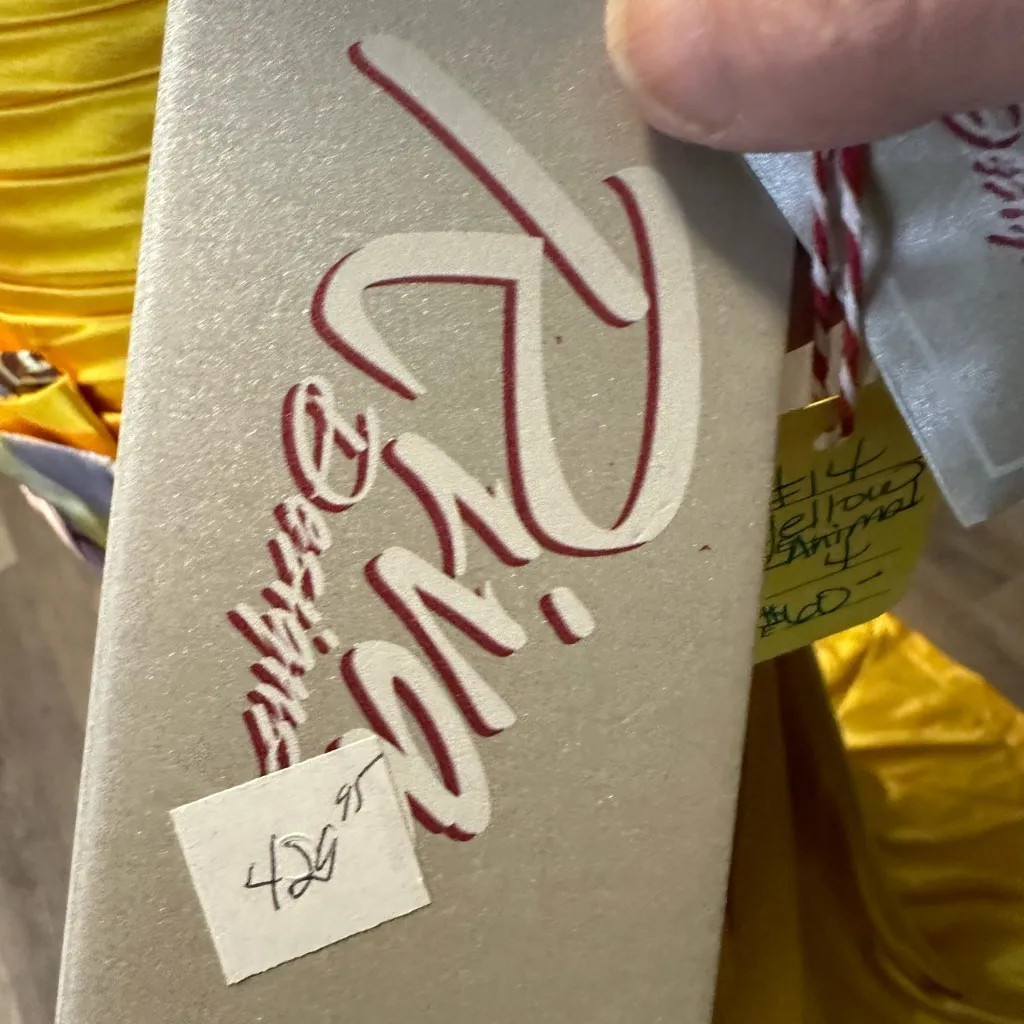 Yellow and Brown Strapless Dress Size 4 - Image 9