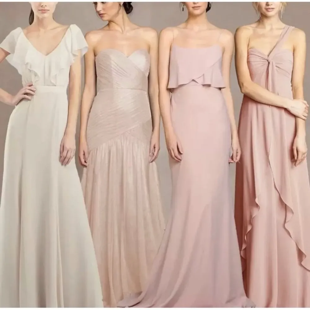 Jenny Yoo Blake Bib Front Crepe de Chine Gown - Image 3