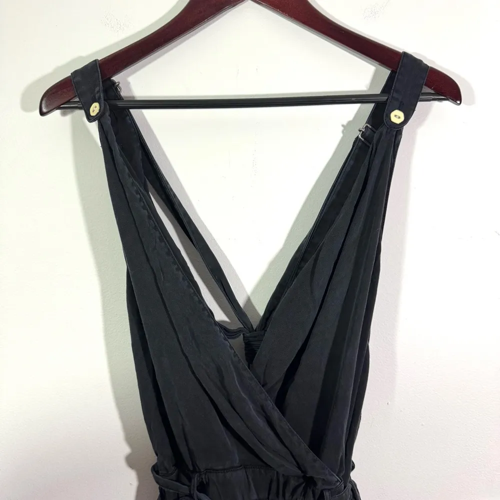 Anthropologie Elevenses Black Utility Wide Leg Cropped Overall Jumpsuit - Image 3