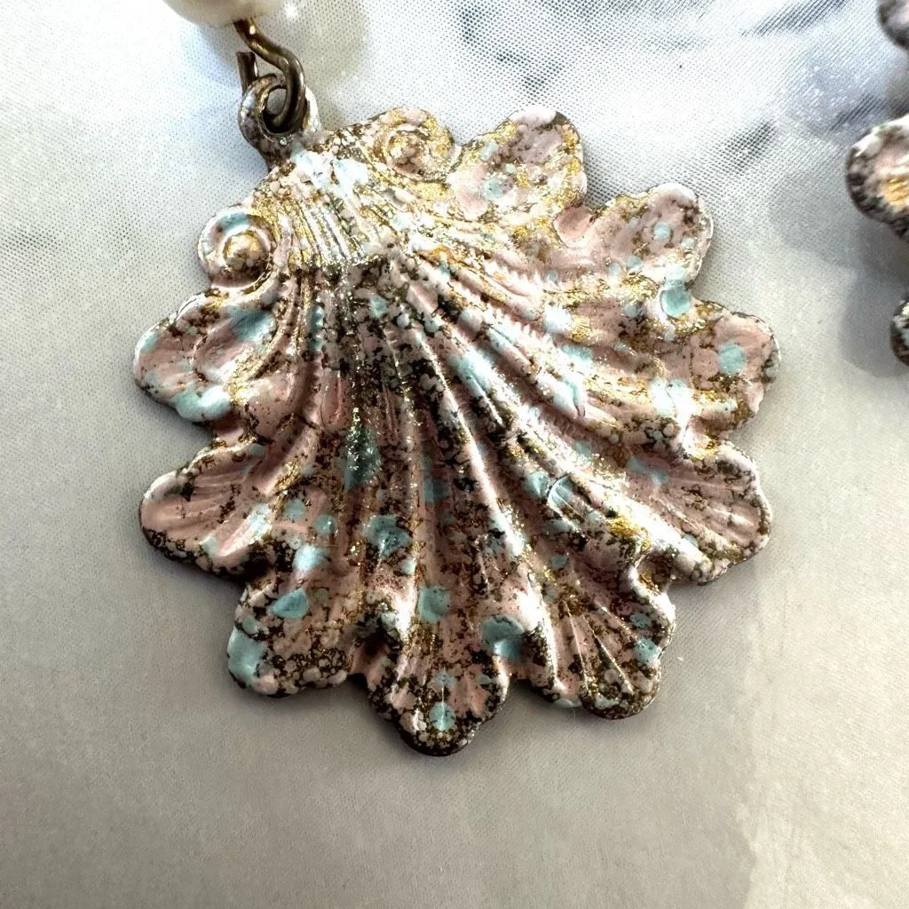 faux pearl shell earrings - Image 3