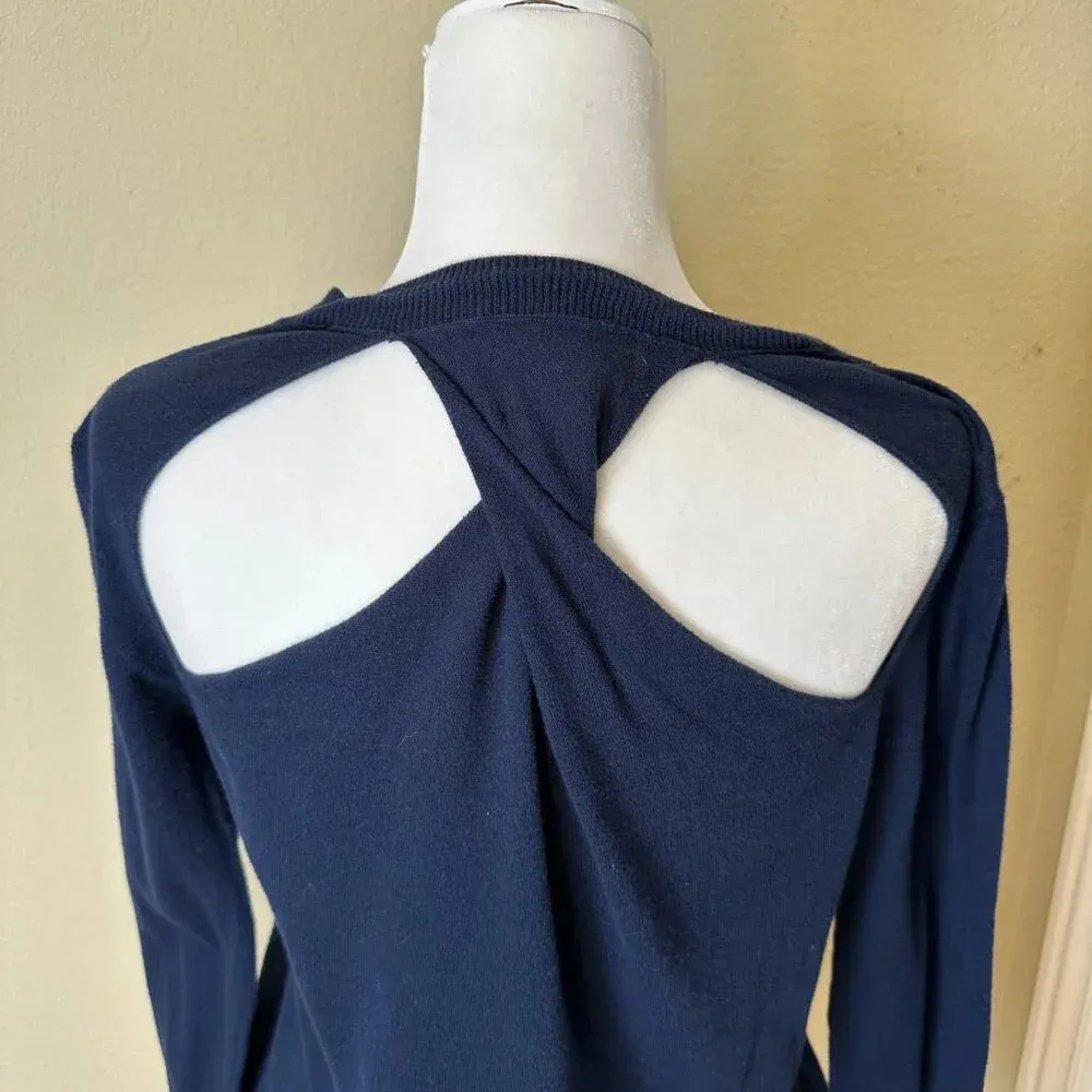 Vintage JUICY COUTURE Navy Knit Size Small Open Back Cardigan Sweater - Image 7