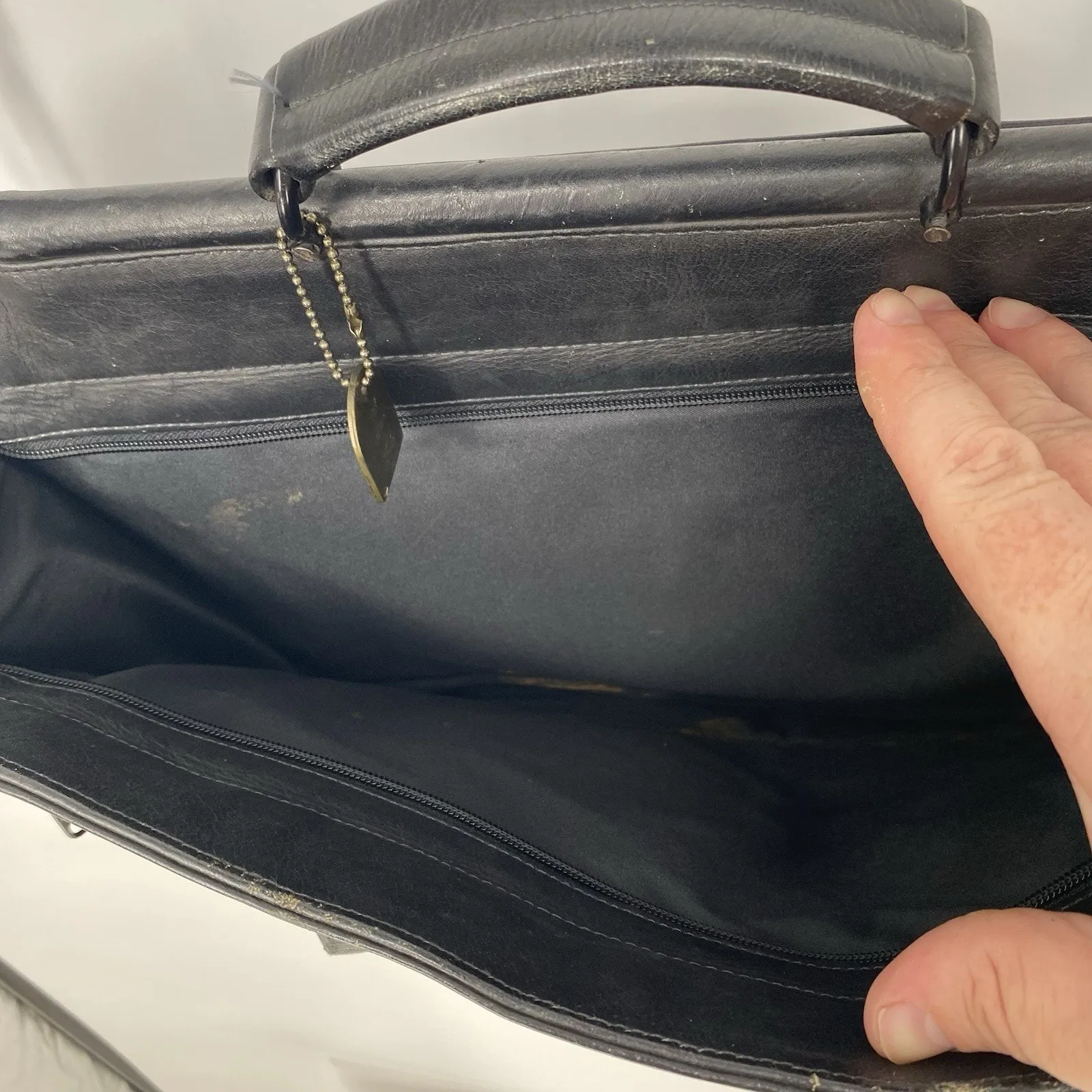 Piel Leather Brief Case Laptop Shoulder Bag Black - Image 4