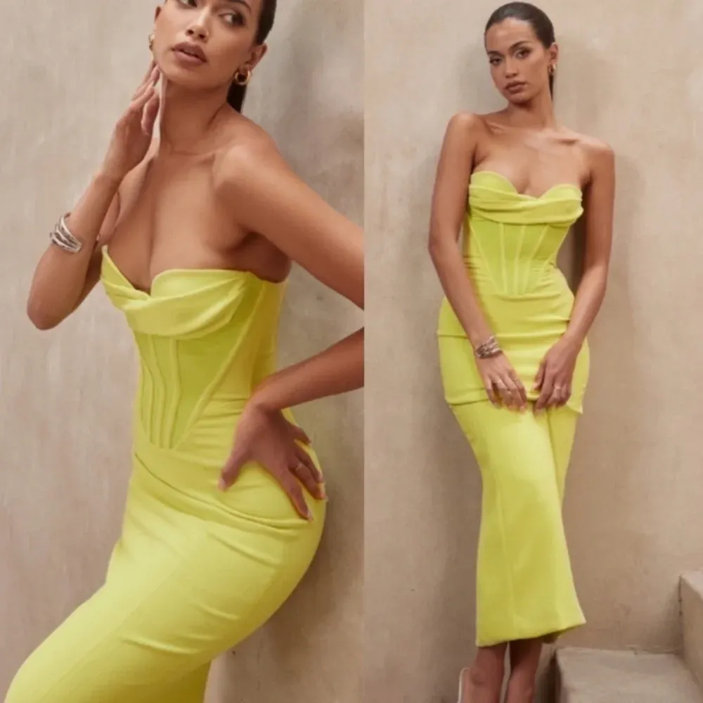 House of CB Lucila Neon‎ Strapless Corset Midi Dress Size XS NWOT - Image 2