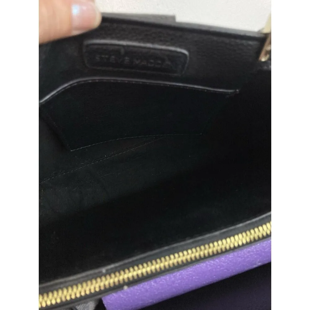 *Steve Madden Pebble Vegan Leather Handbag Black Classic Crossbody Satchel Purse - Image 10