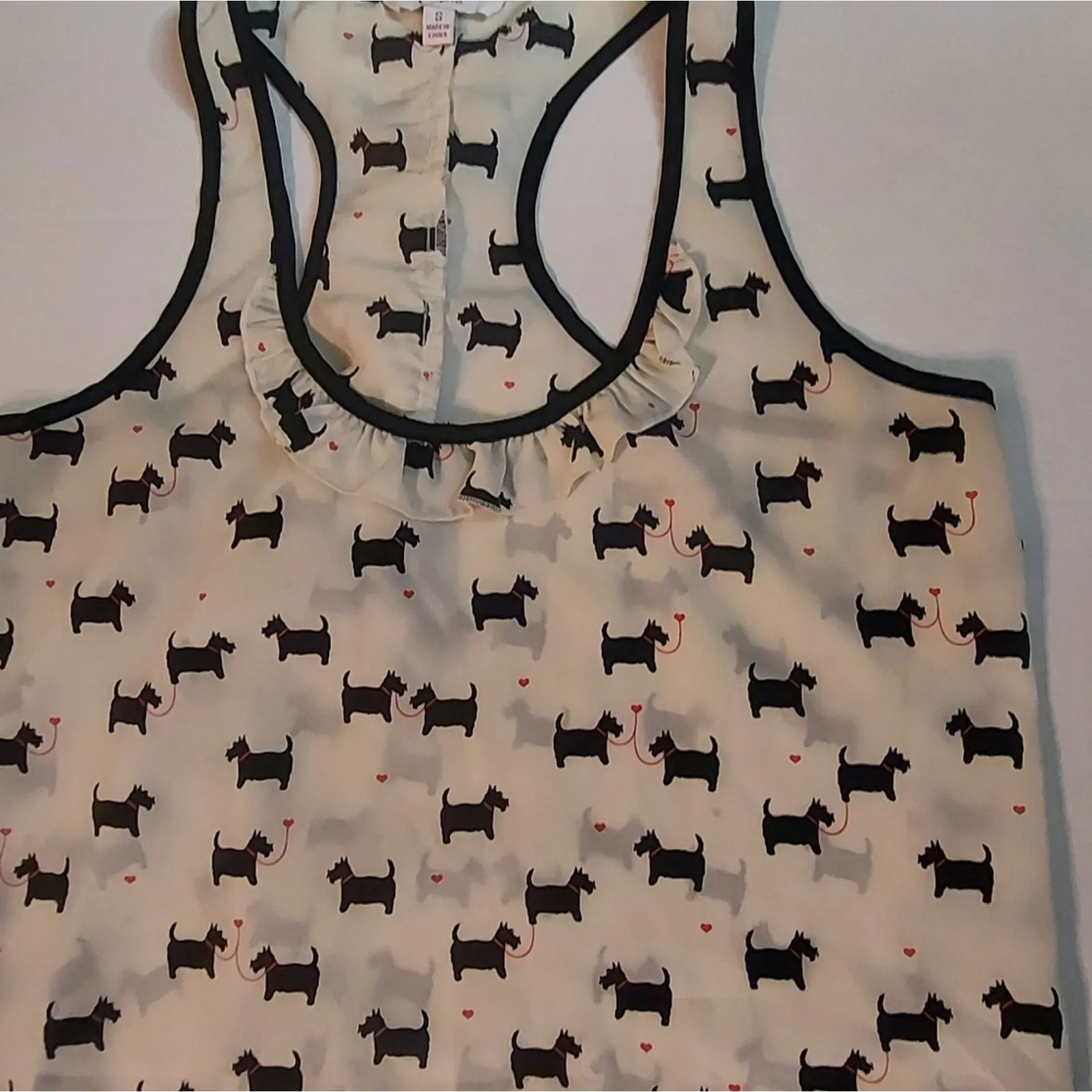 Candie's Scotty Dog Sleeveless Ruffled Racerback Tank S Classic Preppy Coquette - Image 5