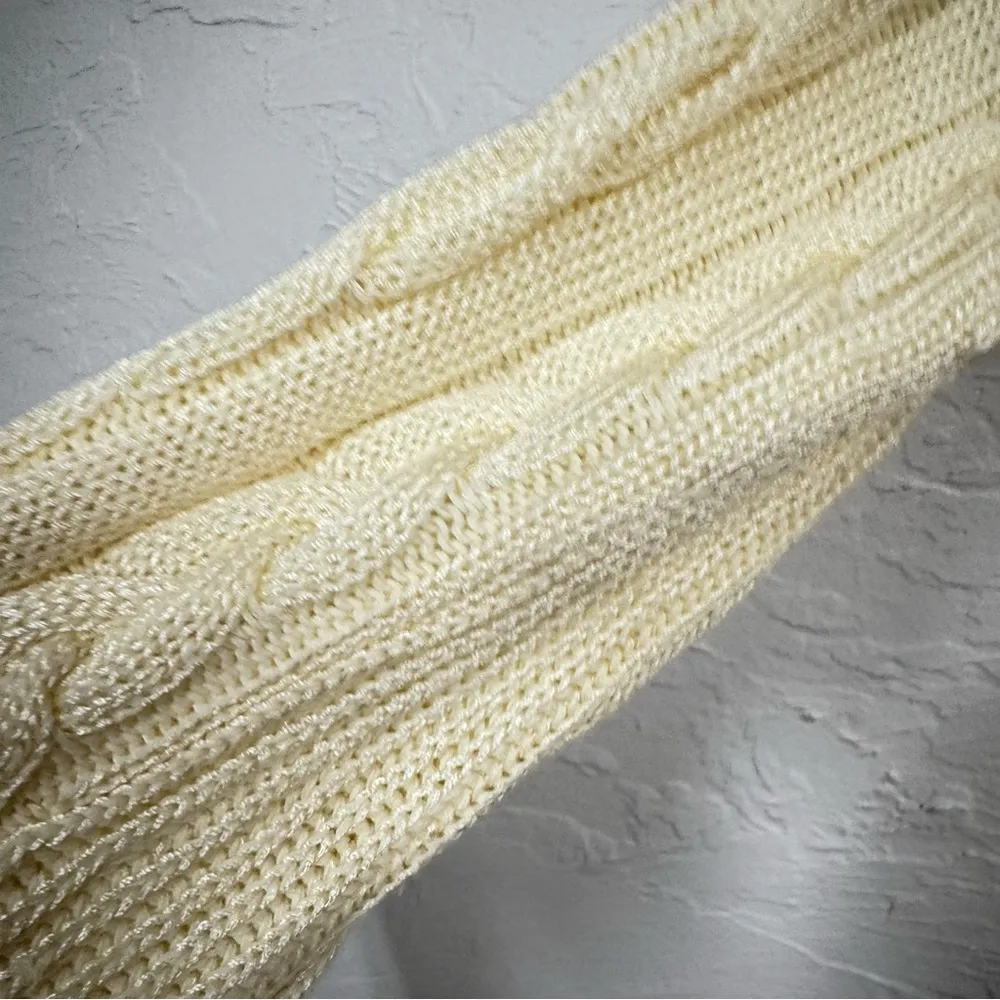 Lauren Ralph Lauren Cream Cable Knit Cardigan Sweater Womens M Duster Preppy Size M - Image 7