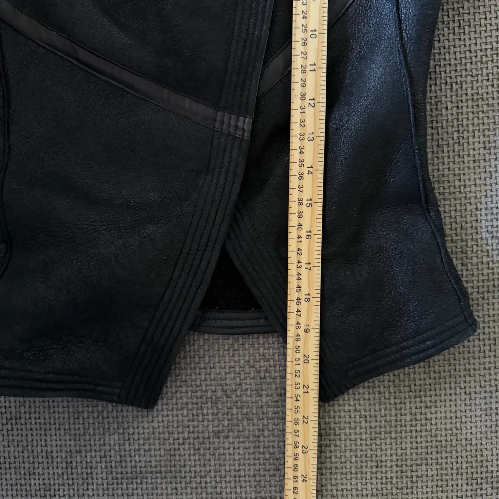 Black Leather Moto Jacket Shearling & Lamb NWT DEA THE LABEL Asymmetrical Size 2 - Image 10