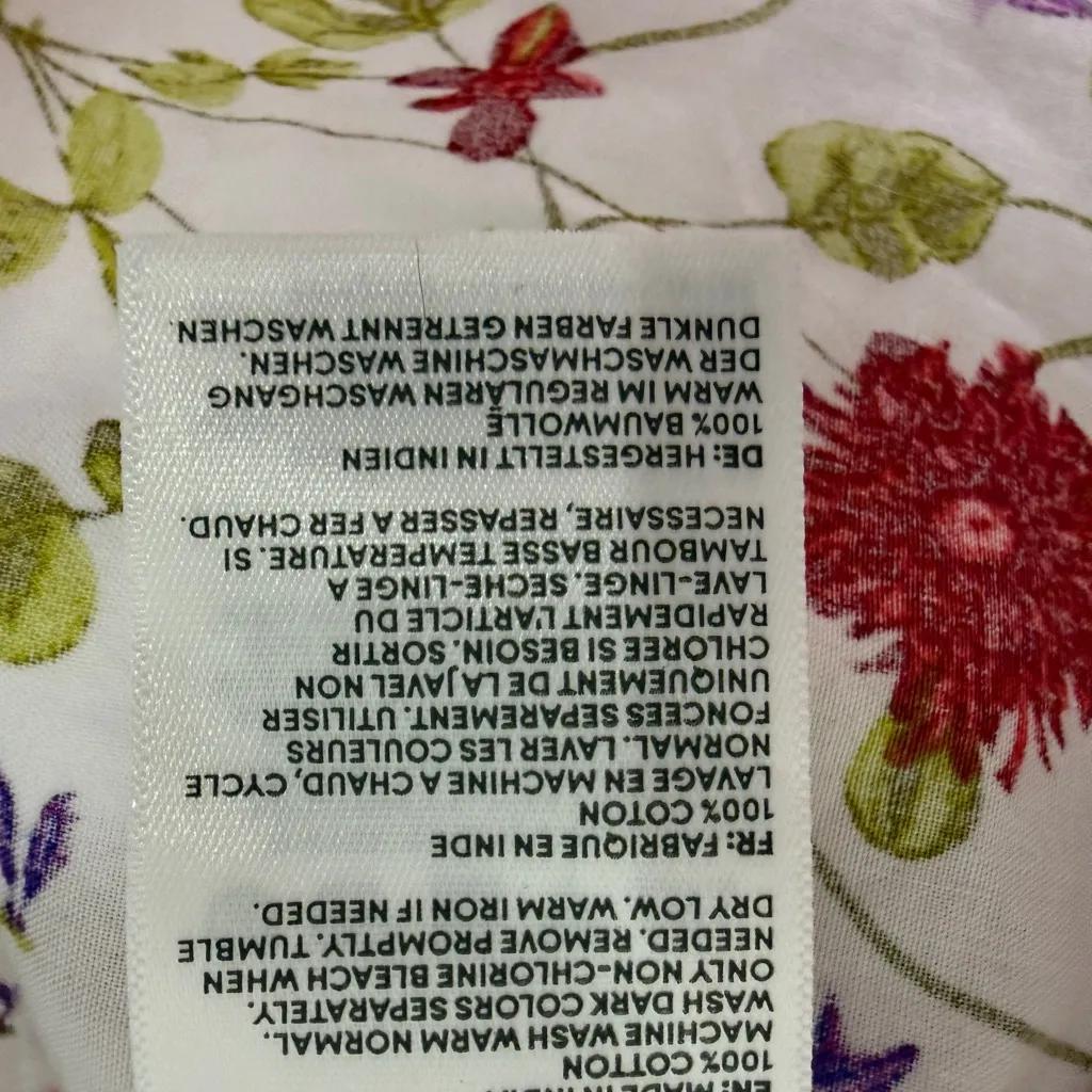 Lands End Poplin Drop Waist Midi Floral Cotton Skirt Multicolor Size 16 - Image 6