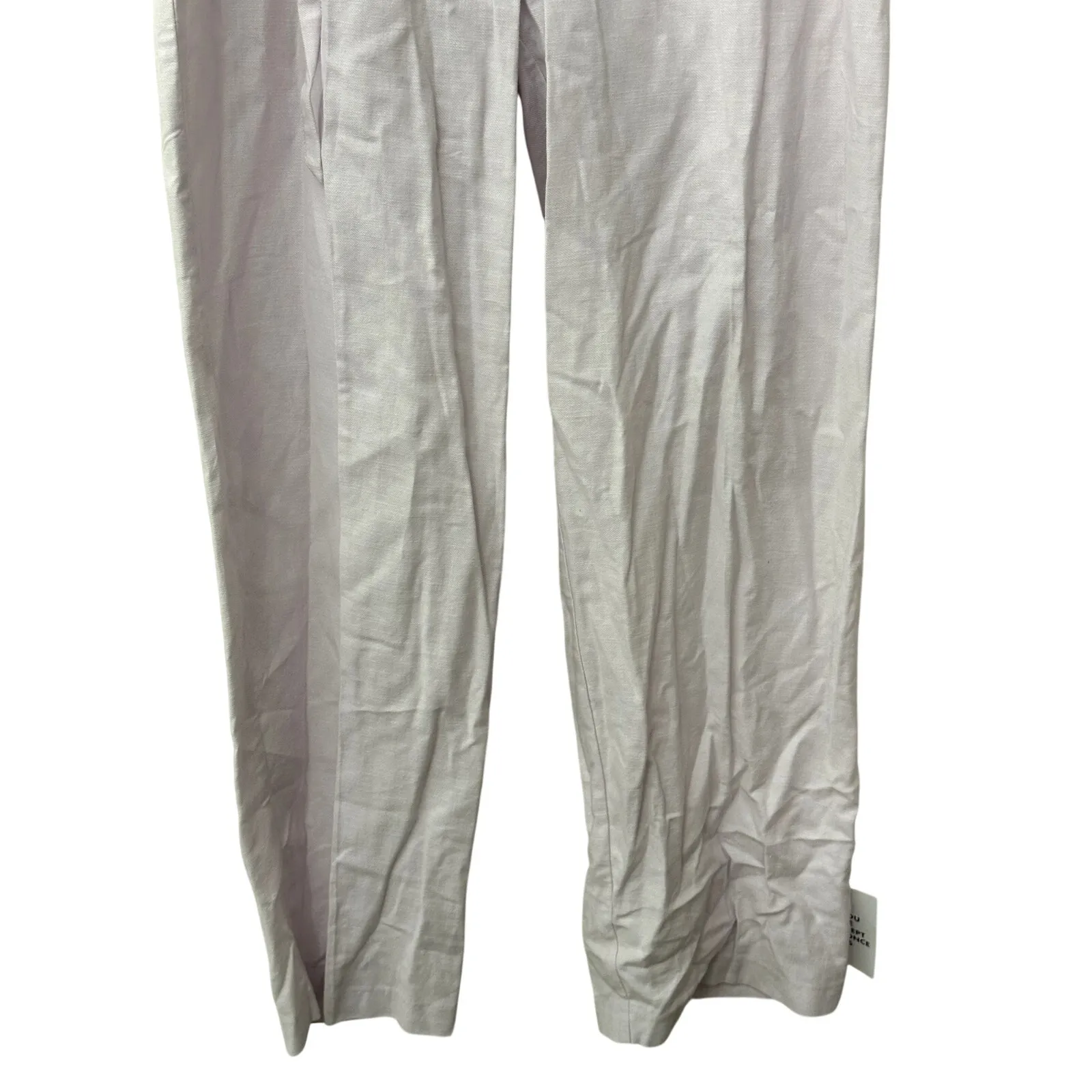 Topshop Women's Light Purple Tapered Belted Trousers Linen Blend 4 NWT - Image 4