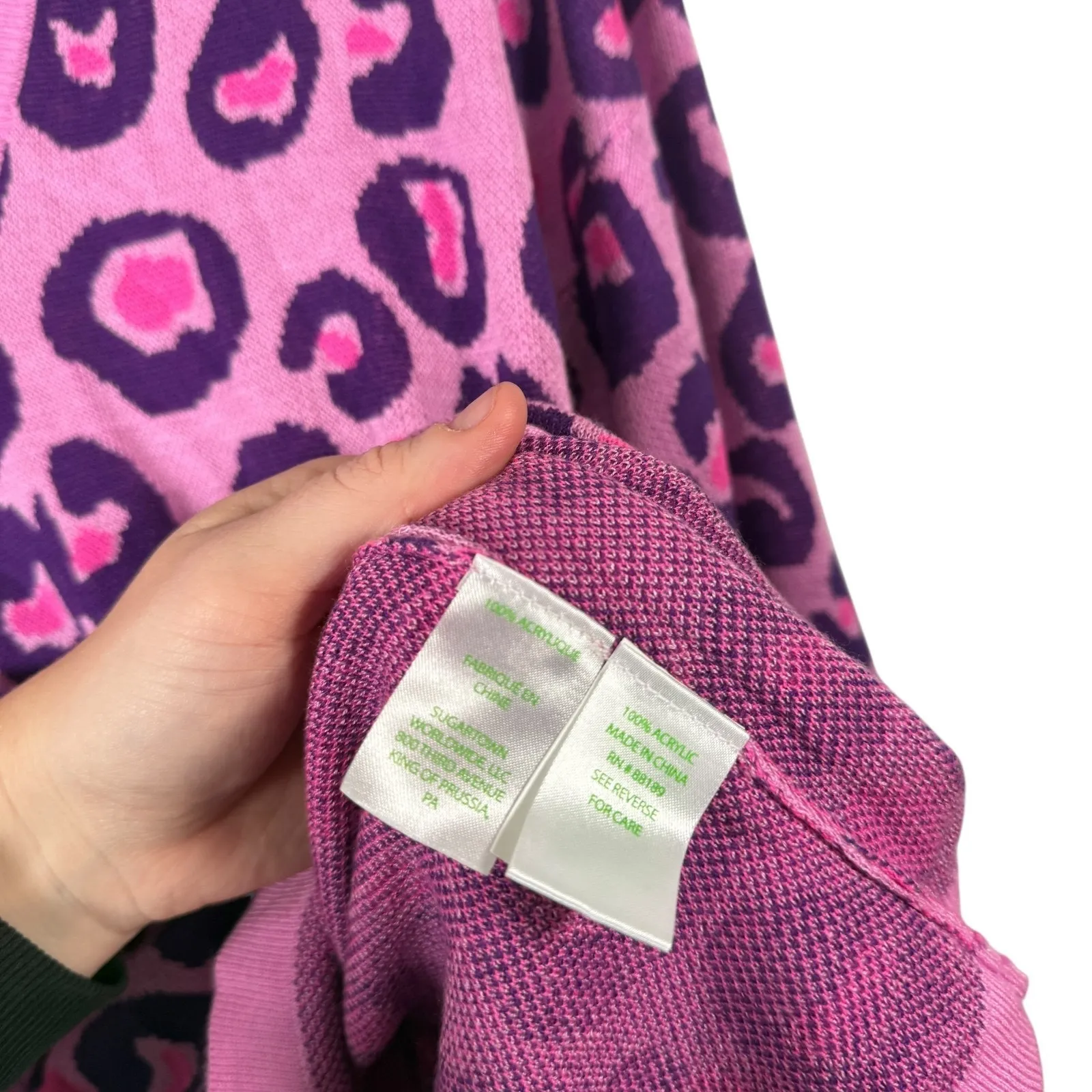 Lilly Pulitzer Don't Be a Cheetah V-Neck Jasmina Sweater Purple Preppy Womens Md - Image 5