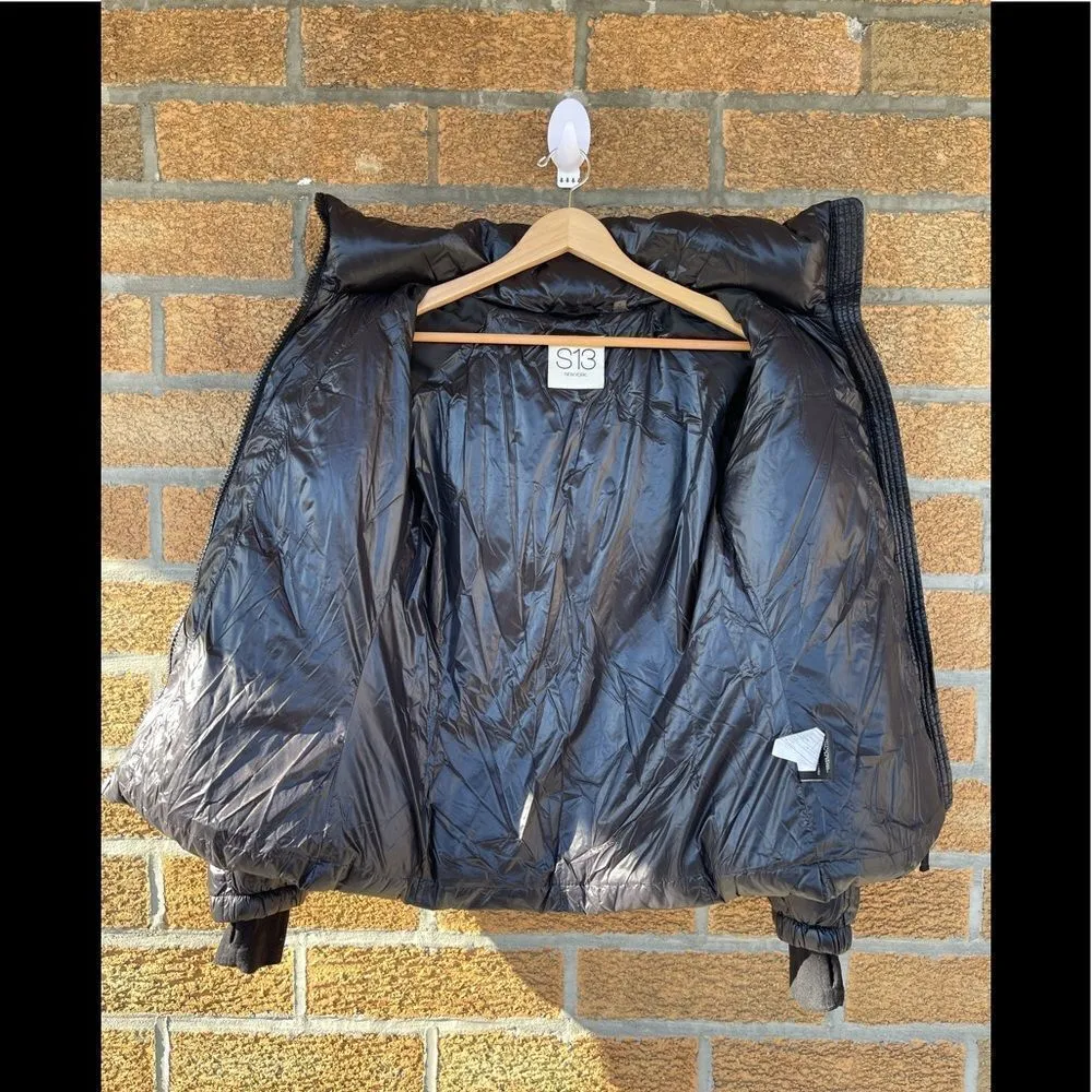 S13 NYC Kylie Down Puffer Gloss jacket small Black - Image 12