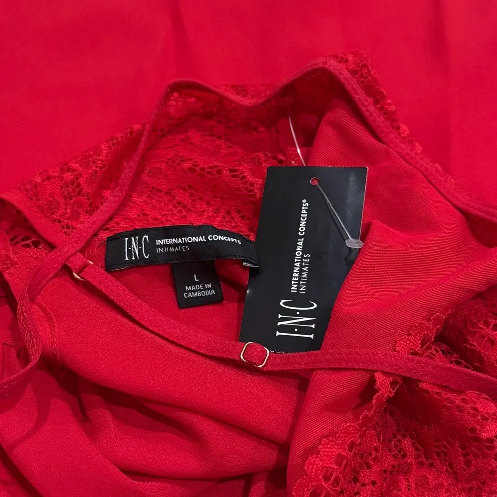 NEW I.N.C. Red Hot Lace and Chiffon Elegant Chemise Nightgown Lingerie Size L Size L - Image 9