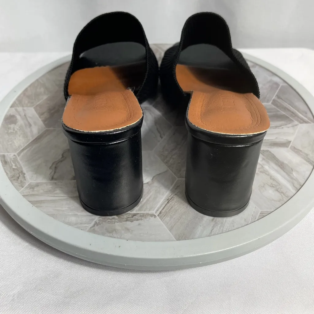 Xintexy Black Knit Mule Heels Womens Size 9 EU 40 Slip On Block Heel Sandals - Image 4
