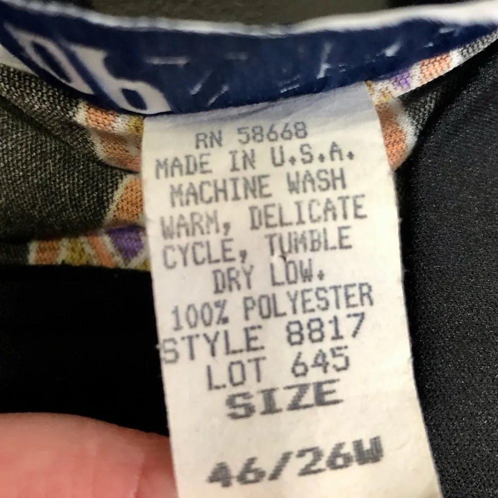 Vintage 70s 80s  Layered Tunic Shirt 2 in 1 Top Silk Scarf Pattern 26W - Image 11