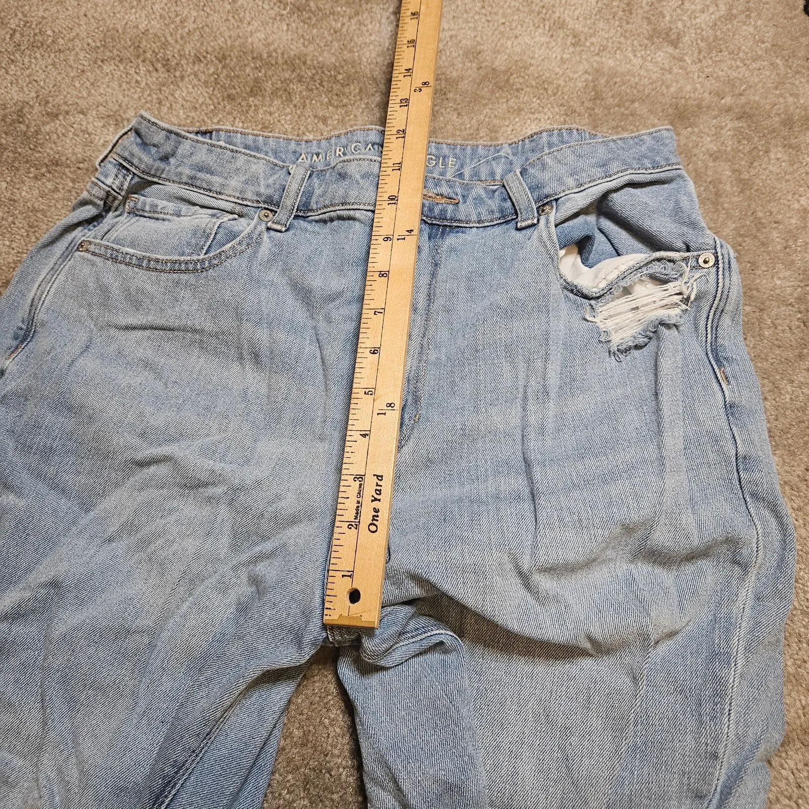 American Eagle AEO Size 14 Short Distressed Light Blue Jeans - Image 11