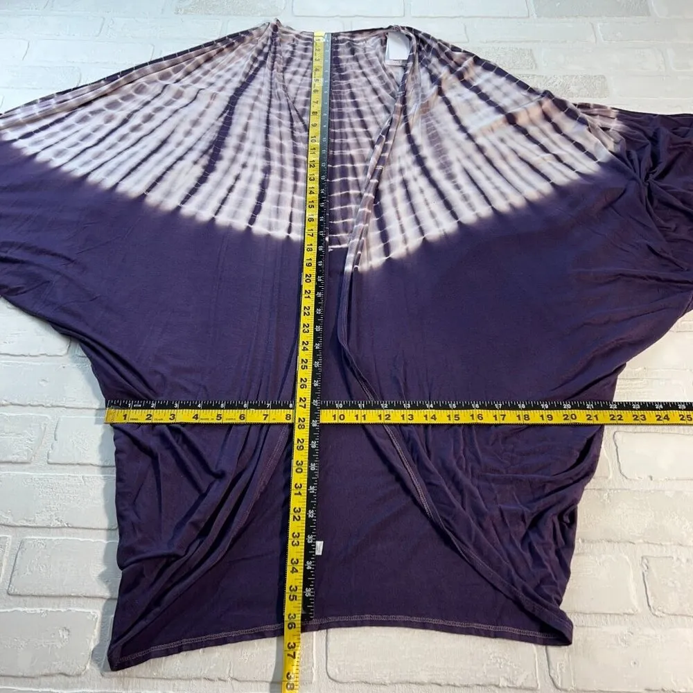 LIVI Cardigan Womens 26/28 Purple Tie Dye Jersey Knit Open Front Kimono Plus New - Image 3
