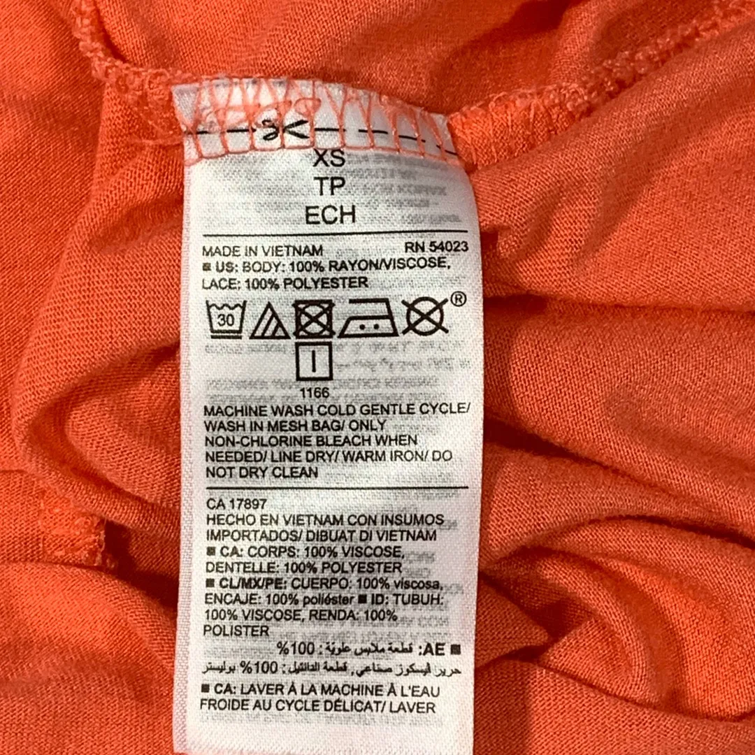 Womens Sleeveless Tank Top Crochet Floral Lace Back Size XS Coral - Image 5