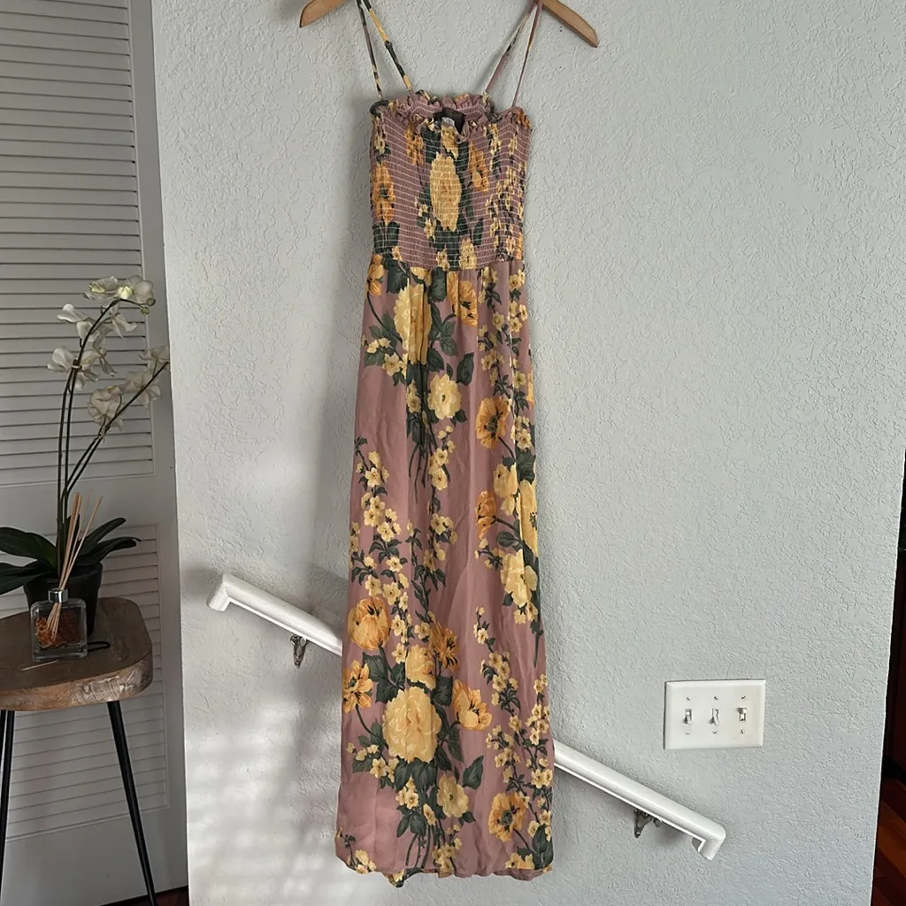 Reformation Ceylon Maxi Dress Antoinette Floral Smocked Bodice Romantic Mauve - Image 3