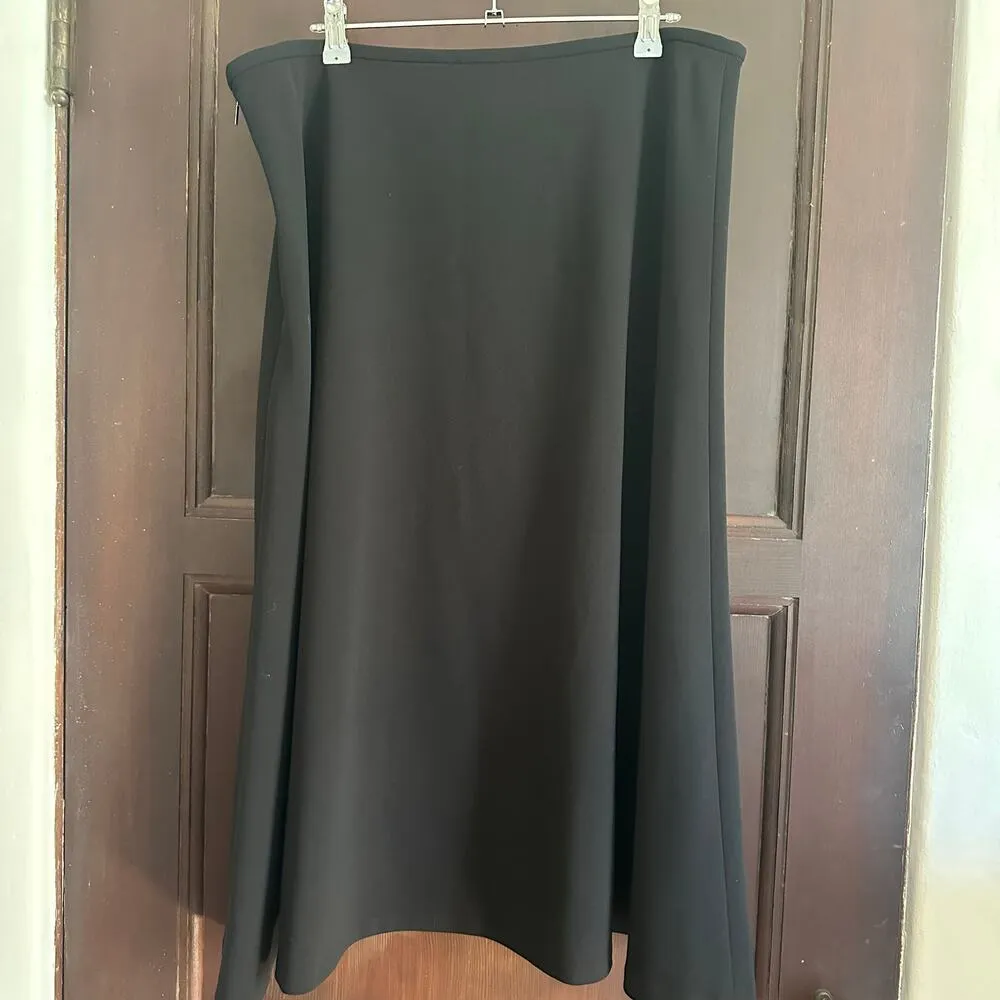 CALVIN KLEIN | Black Crepe A Line Midi Skirt, Business Professional | Size 14 - Image 5