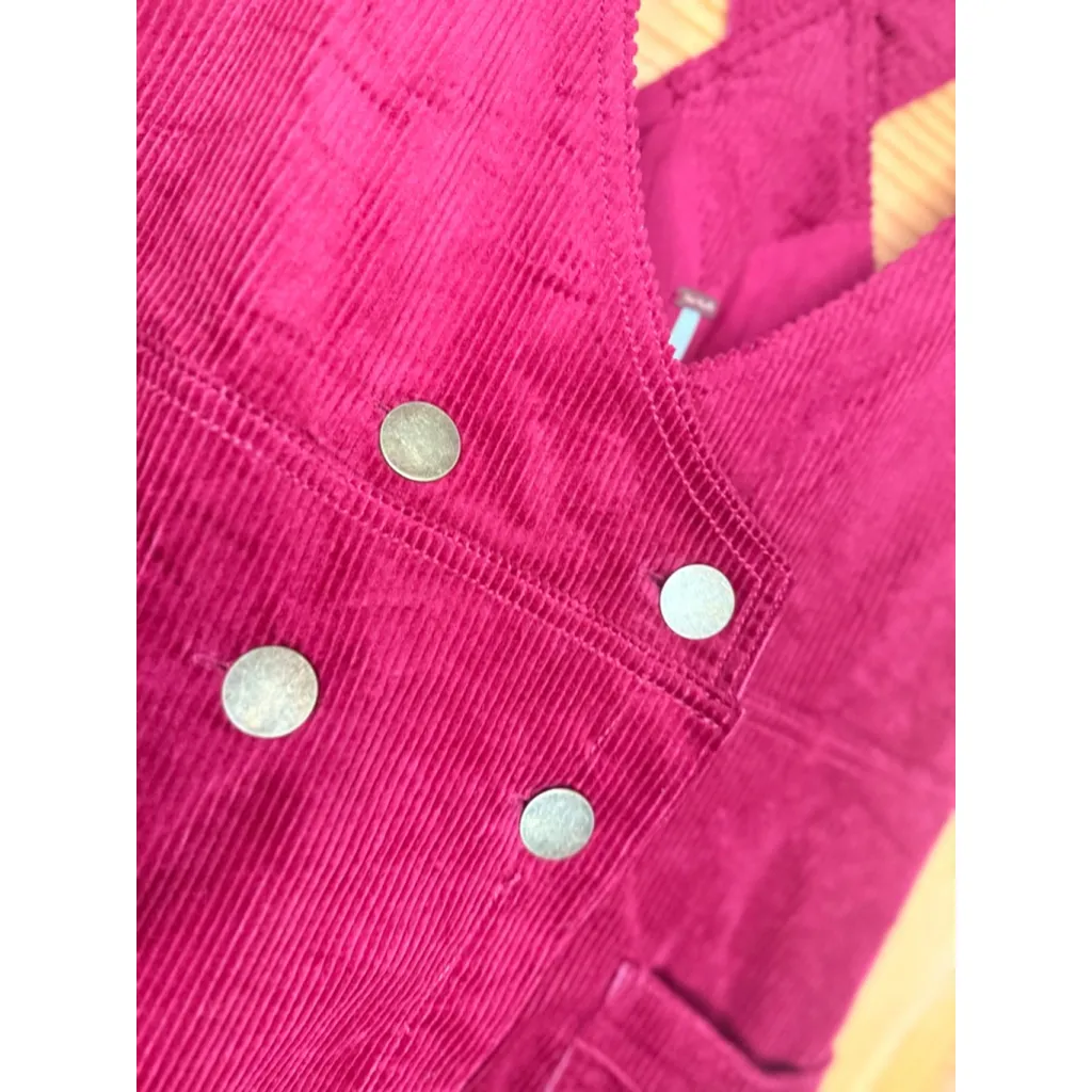 Free People Burgundy Corduroy Pinafore Overall Dress Size 12 Boho - Image 6