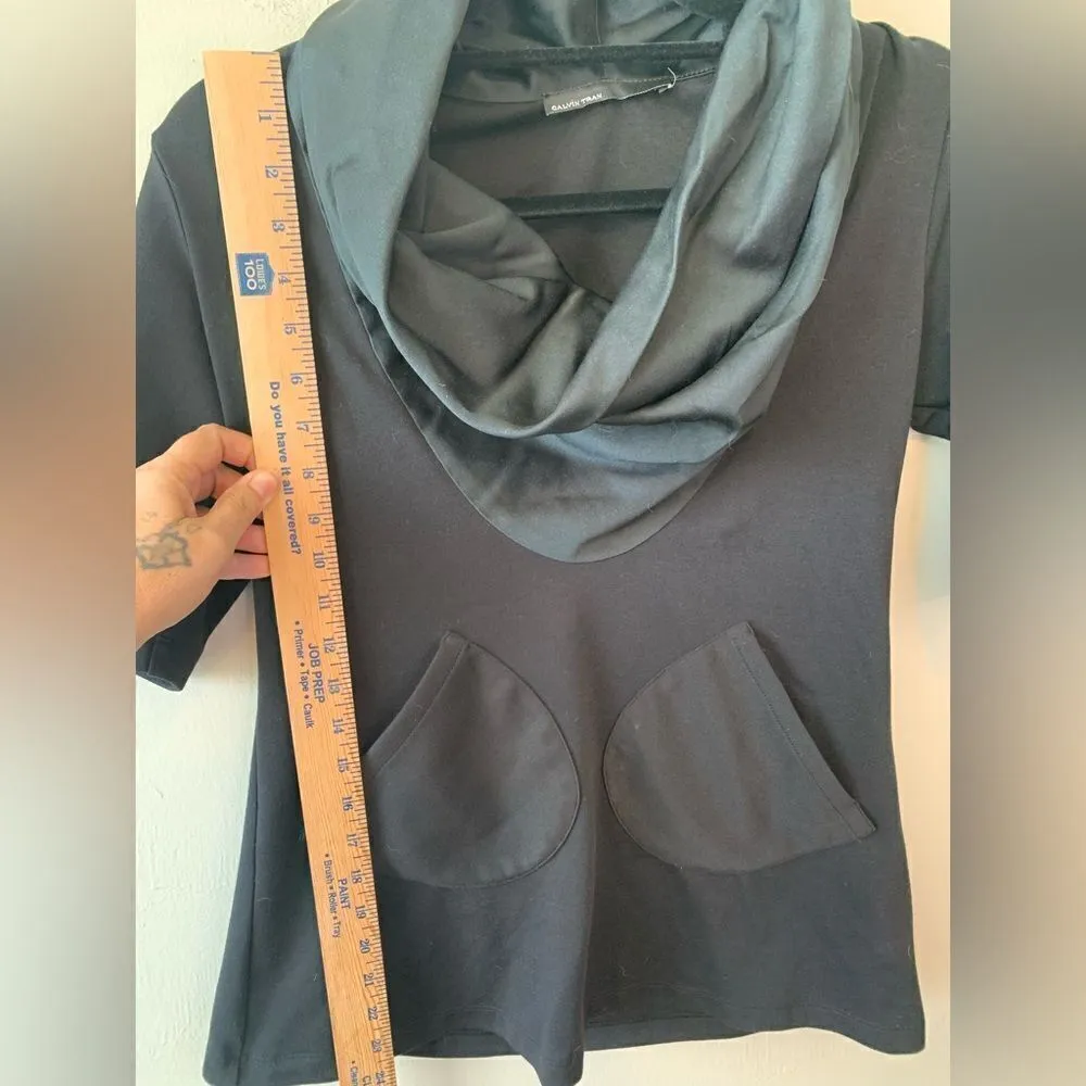 Project Runway Calvin Tran black turtleneck top size S‎ Black - Image 6