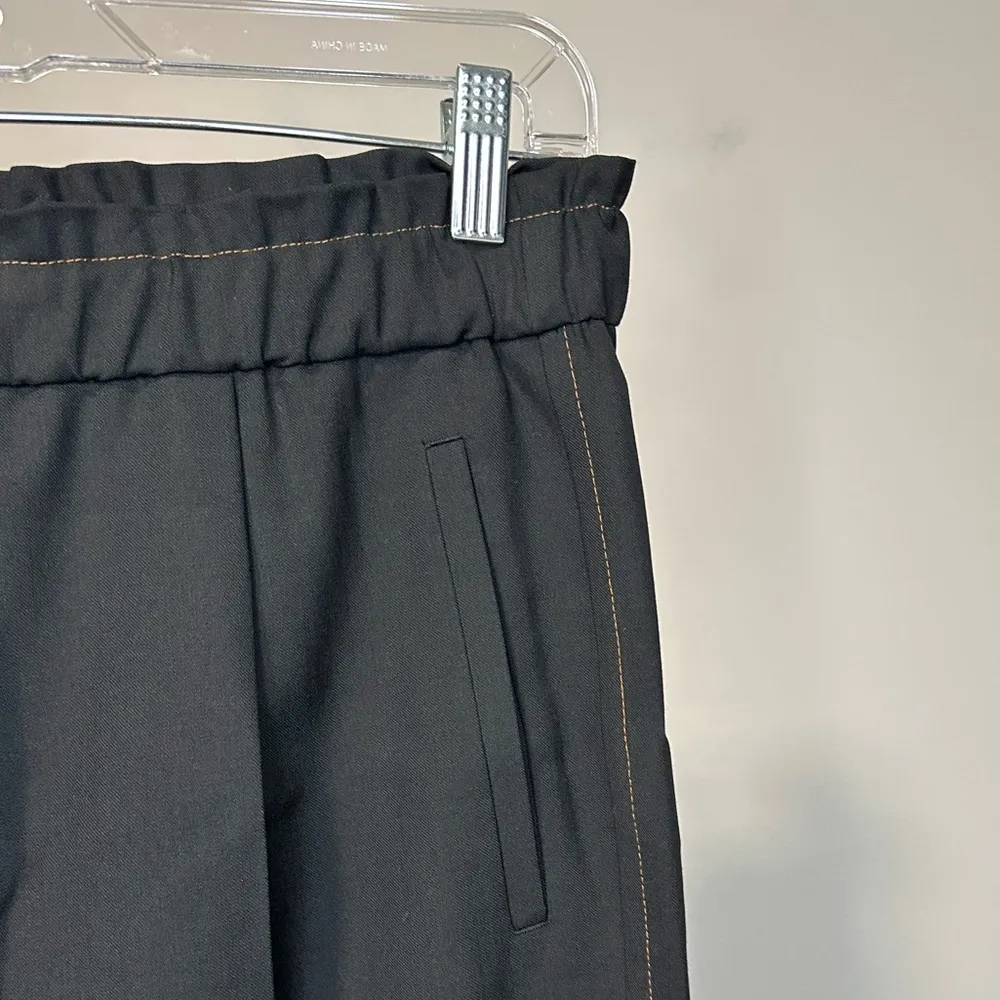 REISS Black Perry Tapered Wool Blend Elastic Waist Trousers Sz 6 Classic - Image 4