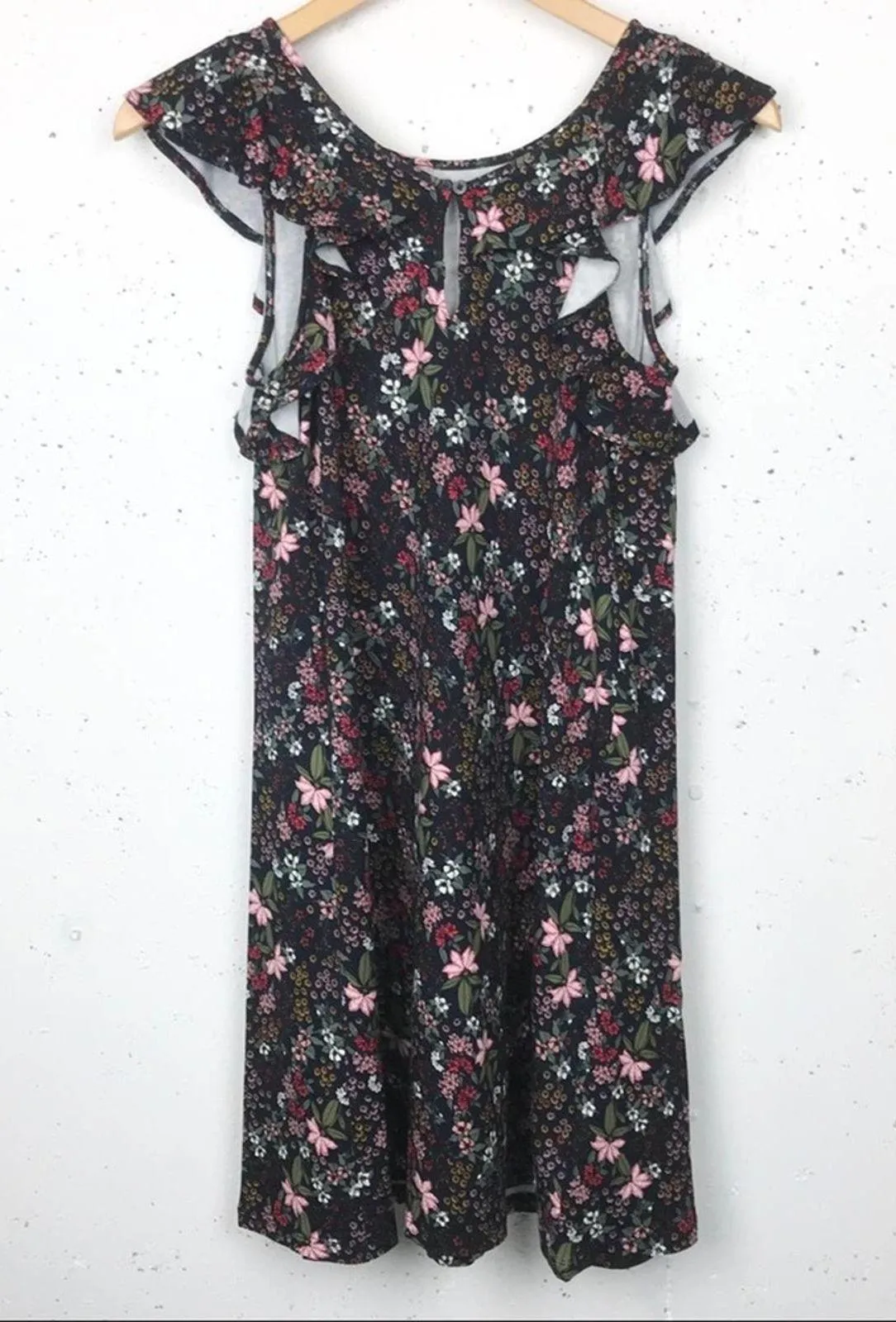 Ann Taylor LOFT Womens Garden Ruffle Sleeveless Swing Dress Navy Size XS - Image 6