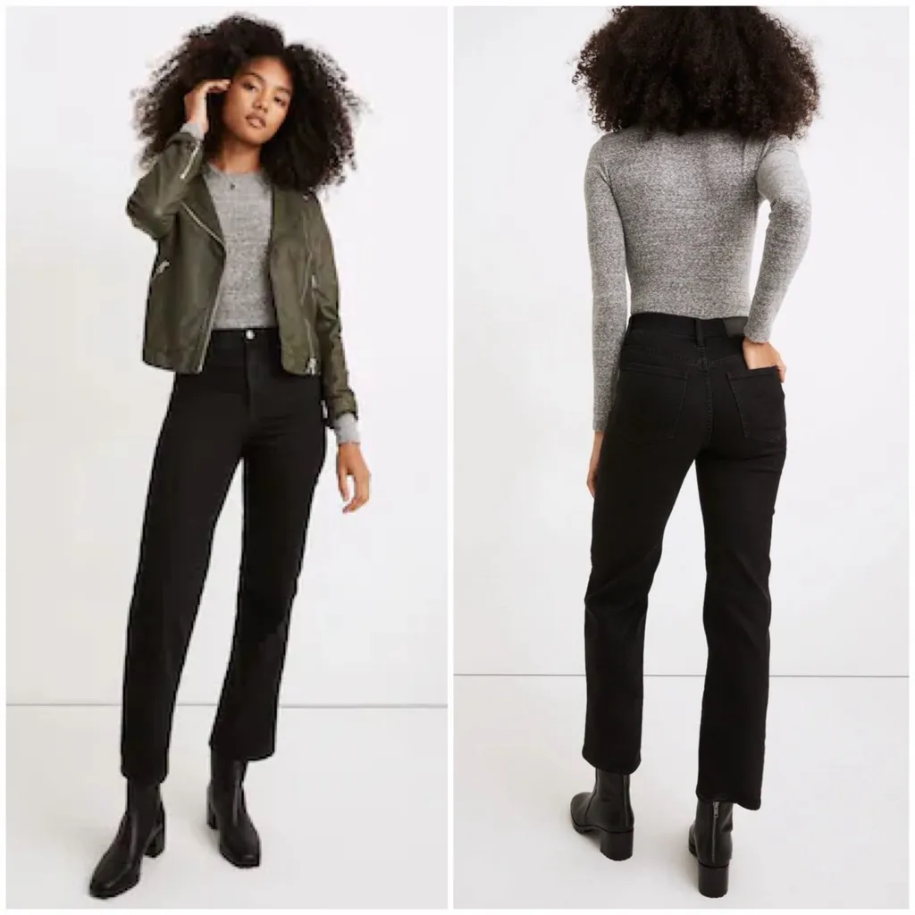 Madewell Slim Wide-Leg Crop Jeans in Lunar Wash Black L4315 Size 25 - Image 2