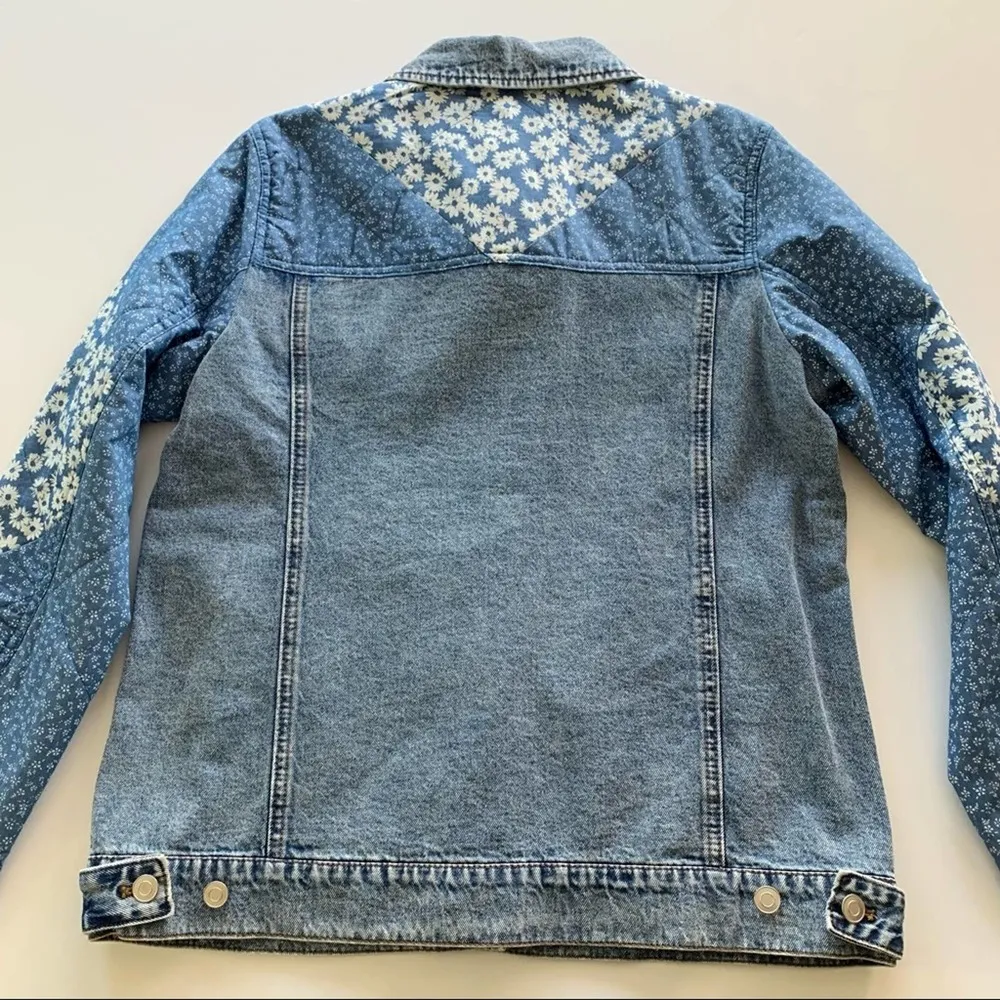 Anthropologie Avec Les Filles | Patchwork Light Wash Boho Denim Jacket Medium - Image 11