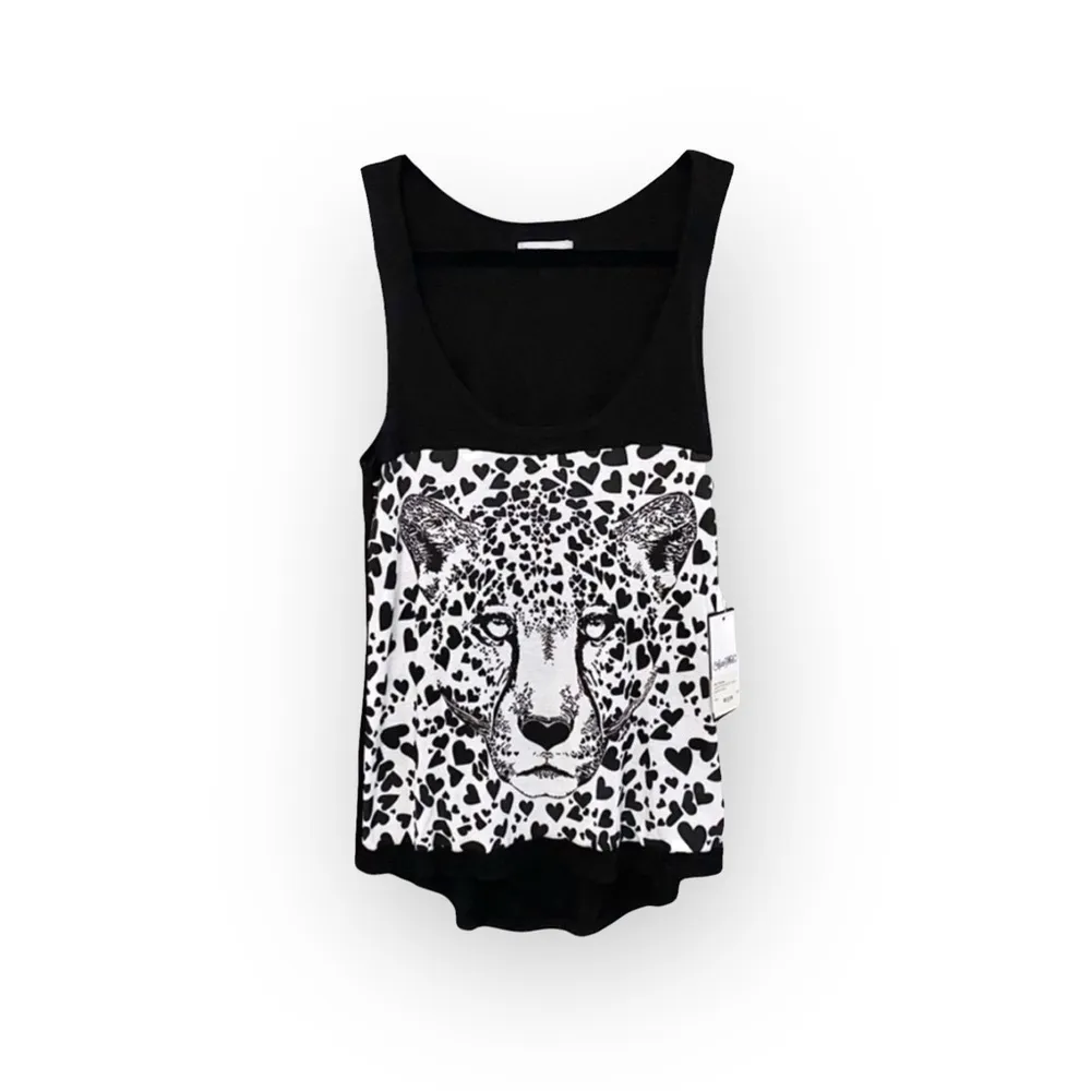 new Lauren Moshi ❤︎ Wendy Heart Face Leopard Hi Lo Tank Top ❤︎ Black ❤︎ Small - Image 4