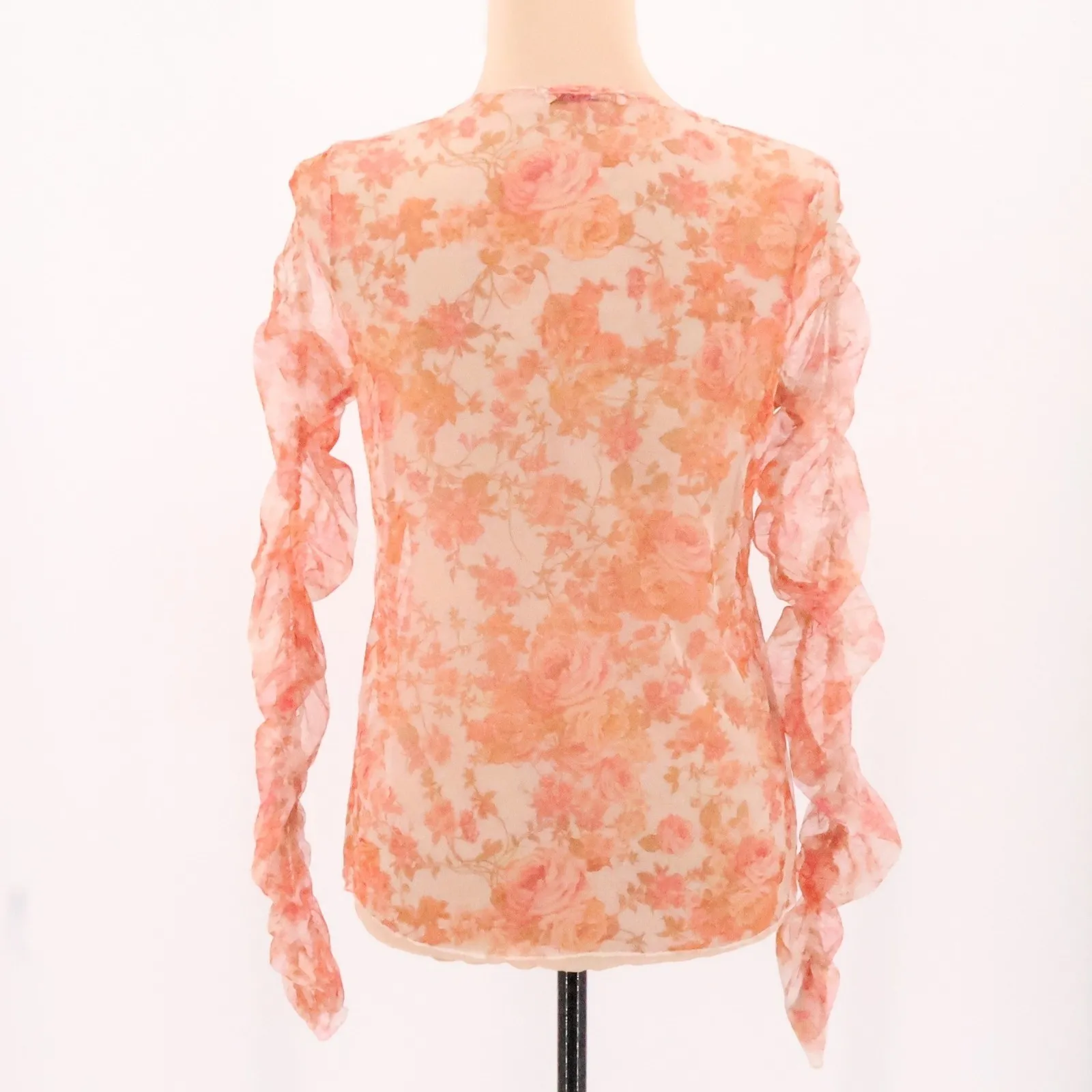 Zara Floral Sheer Mesh Top Womens Y2K Fairy Grunge Romantic Indie Sleaze Size M - Image 4