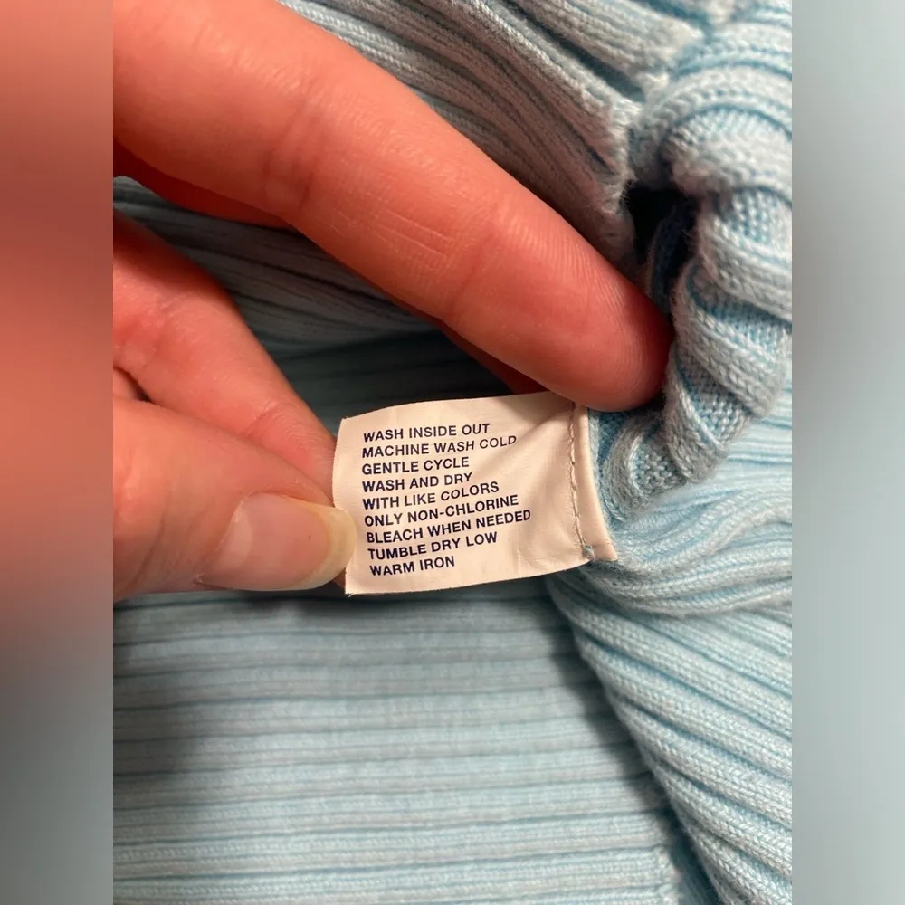 GAP | Light Blue Cotton Ribbed Turtleneck, Size S - Image 4