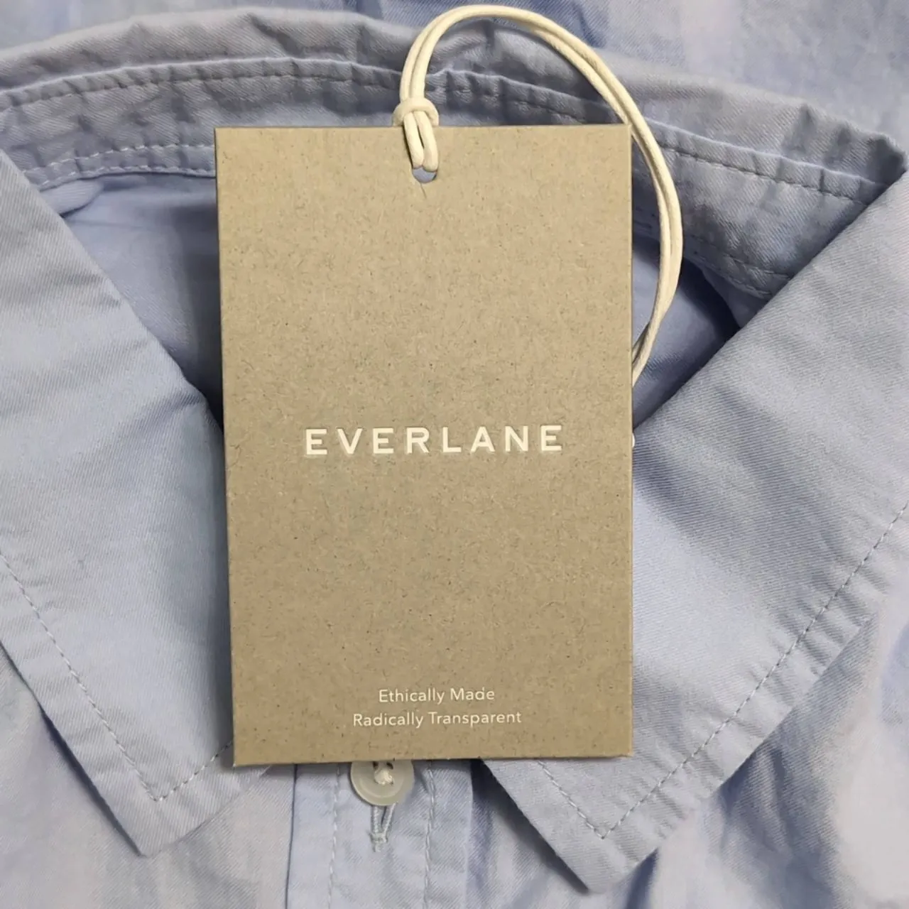 NWT EVERLANE Light Blue Collared Button Front Relaxed Button Down Shirt Cotton 4 - Image 8