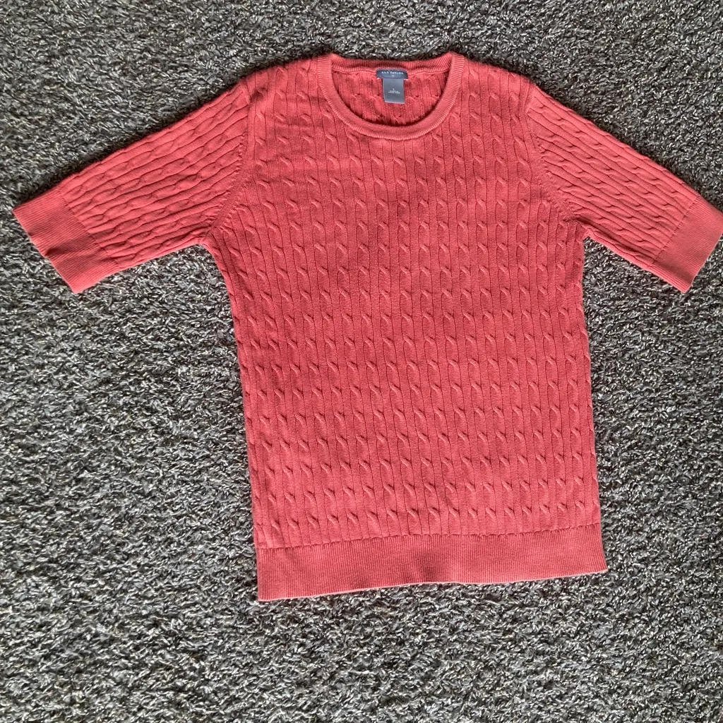 Knit Short Sleeve Sweater Size L - Image 2