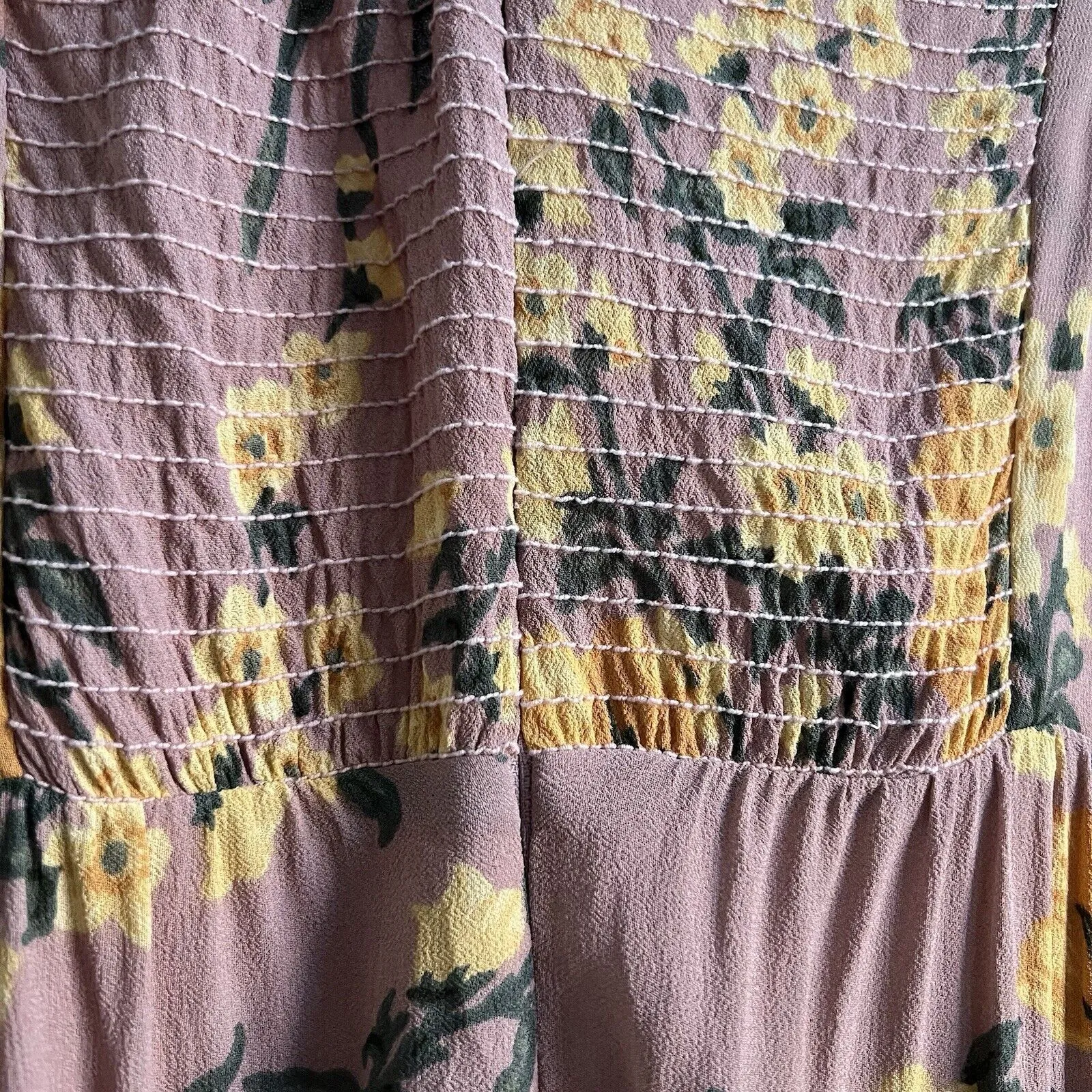Reformation Floral Midi Dress Size 2 Pink Yellow Flowers Flowy Boho Cute Twee - Image 3