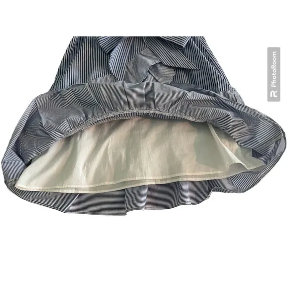 Parker Womens Lambert‎ Bow-Tie Striped Poplin Skirt 4 Blue White Ruffle Cotton - Image 6